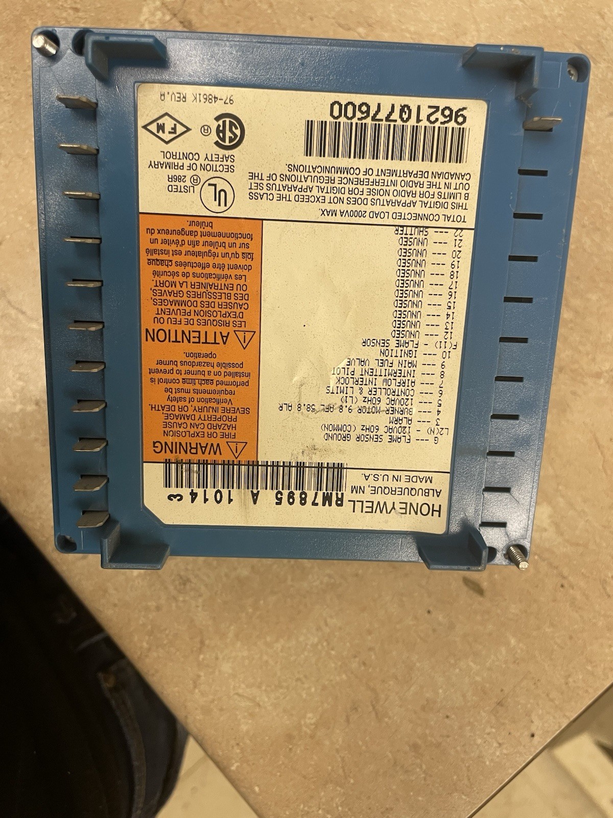Honeywell RM7895A-1014 Burner Controller RM7895A1014 Untested