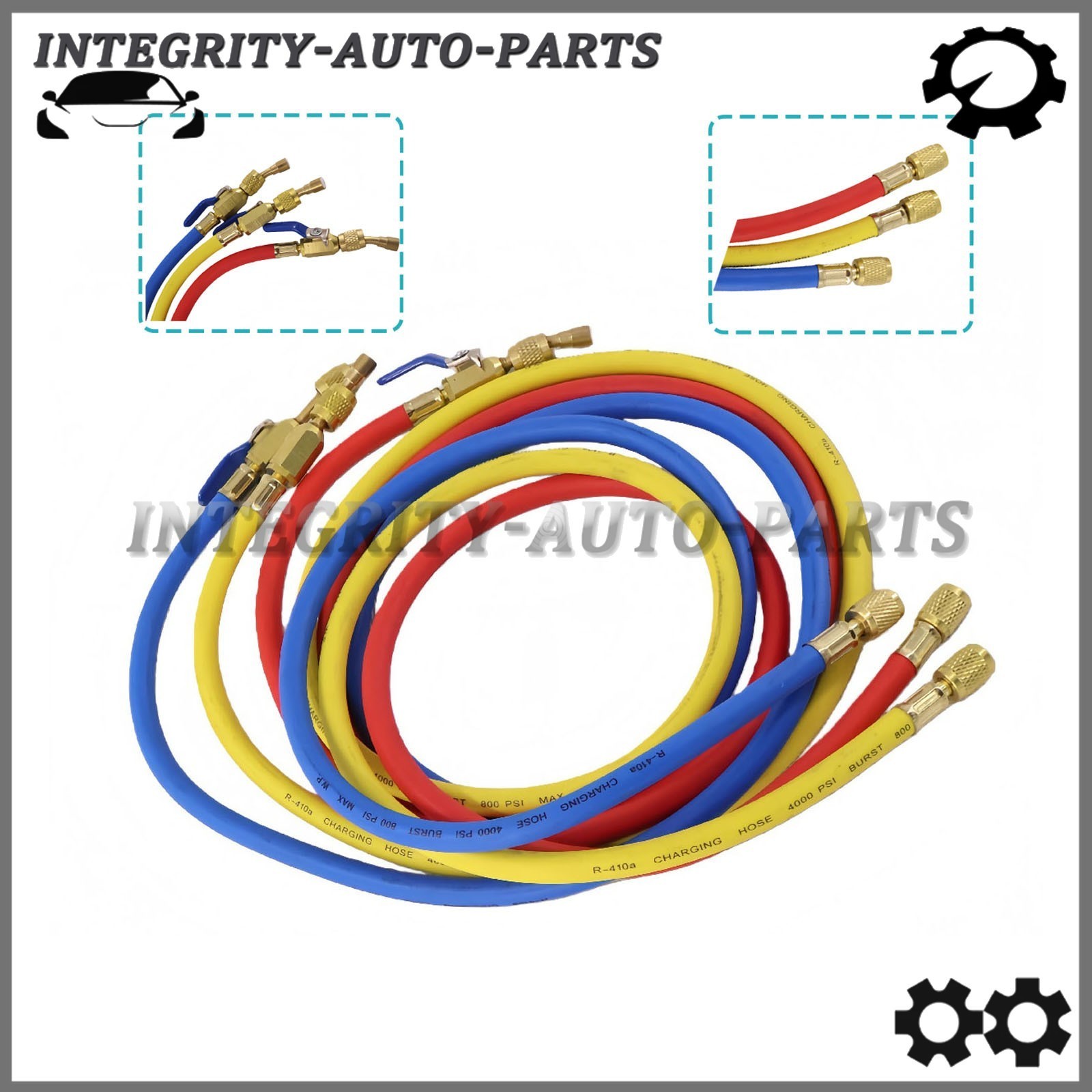 3Pack 29986 Plus II 1/4″ Hose with Compact Ball Valve 72″ Fit for R-410A Refrige