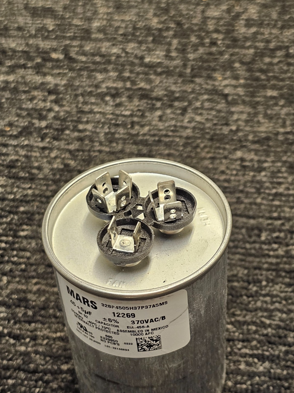 12269 Mars Run Capacitor 45+5 uf MFD 370 volt TRCFD455 TYPE