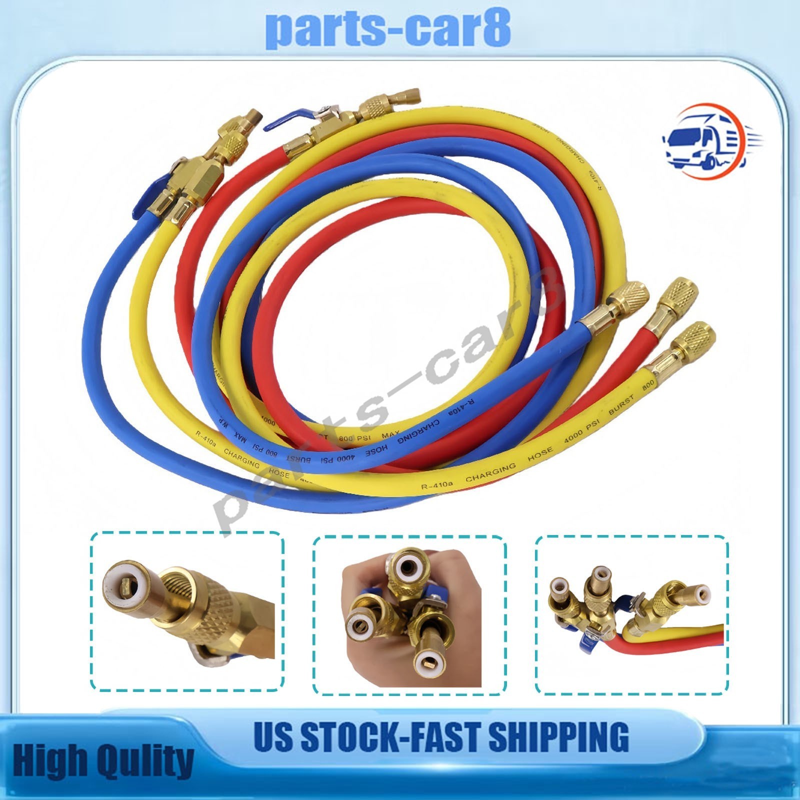 NEW 3Pack 29986 For R-410A Refrige Plus II 1/4″ Hose with Compact Ball Valve 72″
