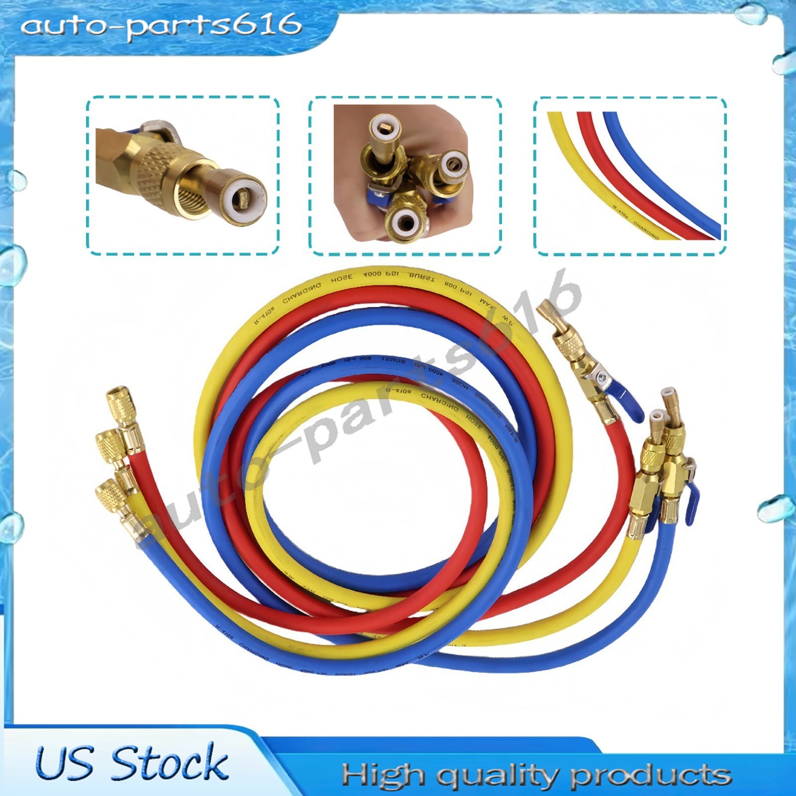 3Pack 29986 For R-410A Refrige Plus II 1/4″ Hose with Compact Ball Valve 72″ NEW