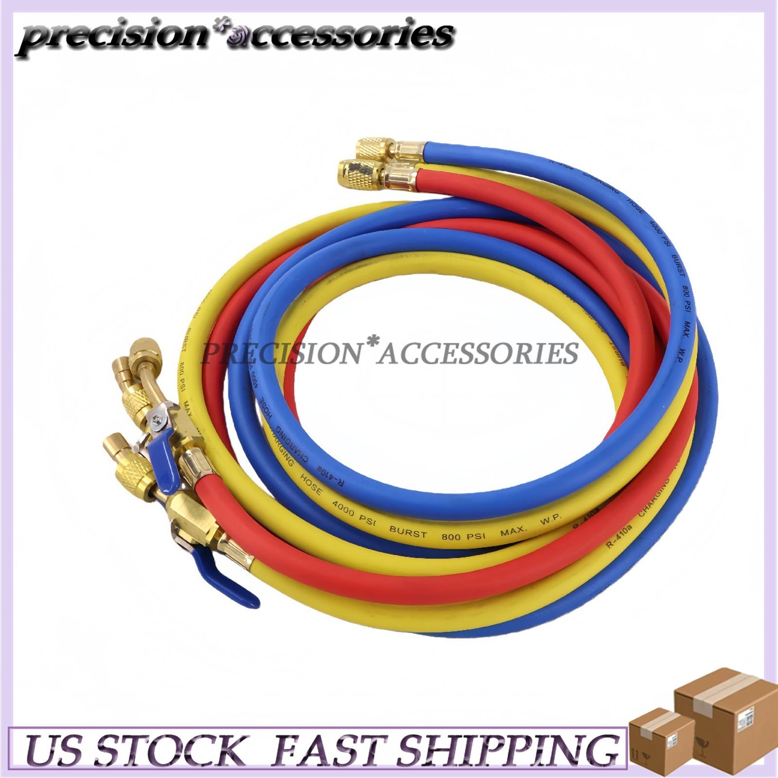 3Pack 29986 For R-410A Refrige Plus II 1/4″ Hose with Compact Ball Valve 72″