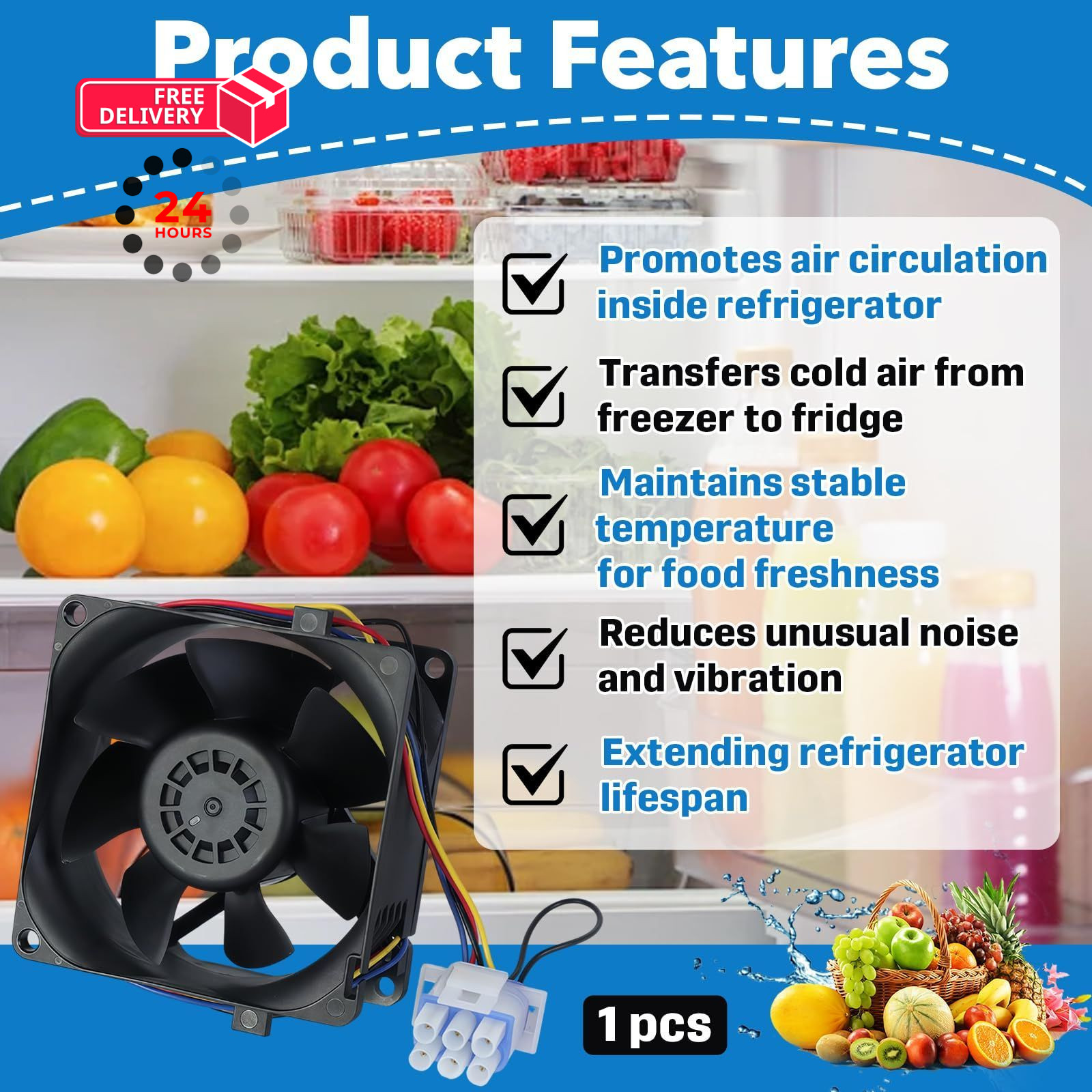 WR60X26866 Evaporator Fan Motor Compatible with V80E14MS2A3-57A611…