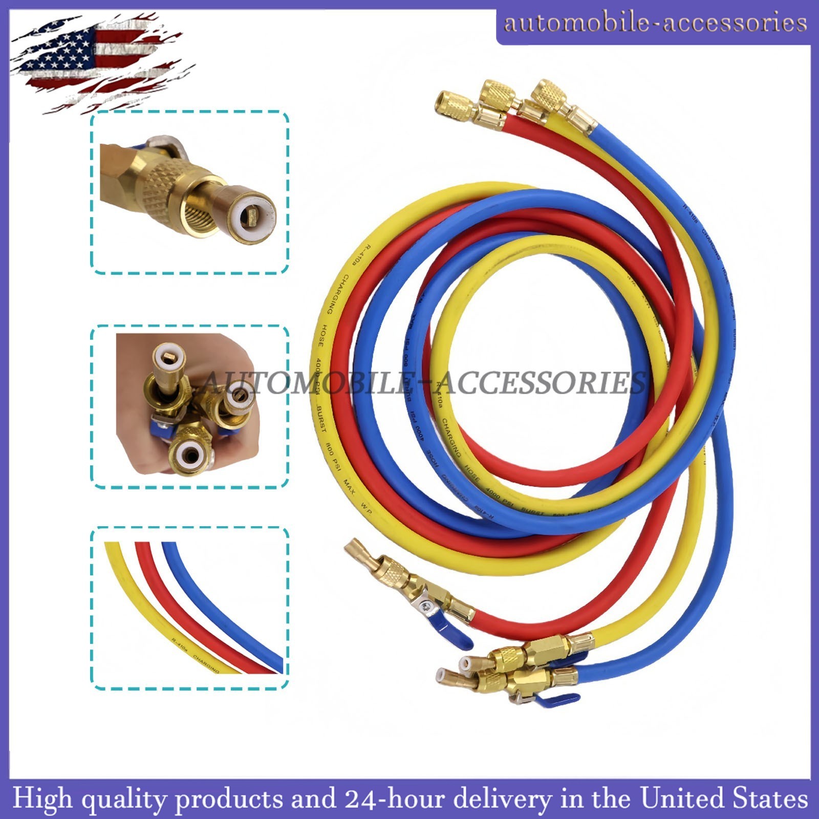 NEW For R-410A Refrige 3Pack 29986 Plus II 1/4″ Hose with Compact Ball Valve 72″