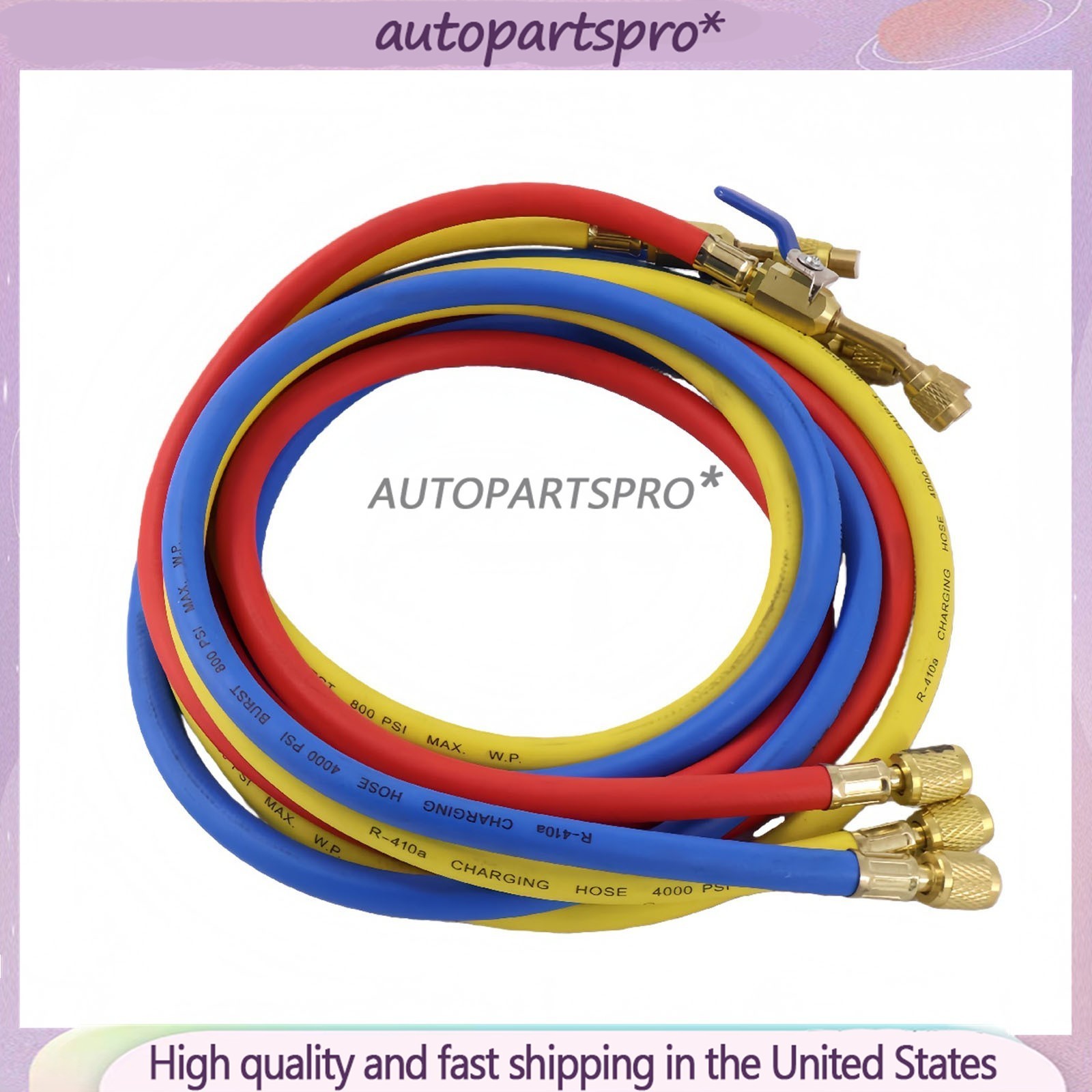 For R-410A Refrige 3Pack 29986 Plus II 1/4″ Hose with Compact Ball Valve 72″