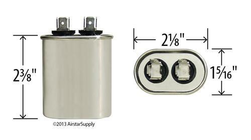 7.5 MFD x 370 / 440 VAC Oval Run Capacitor AmRad USA2031 – Made in the USA