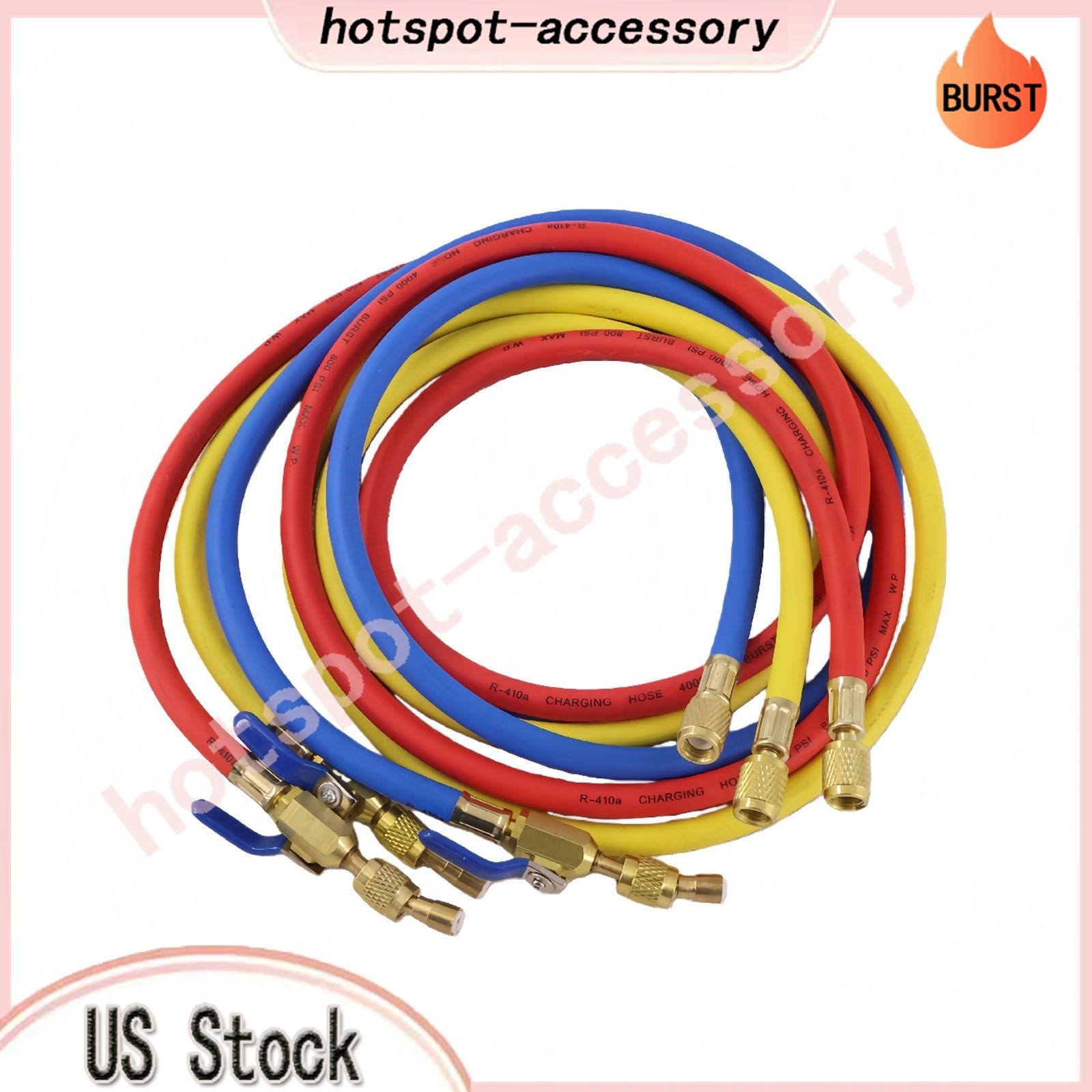 3Pack 29986 Plus II 1/4″ Hose with Compact Ball Valve 72″ Fits R-410A Refrige US