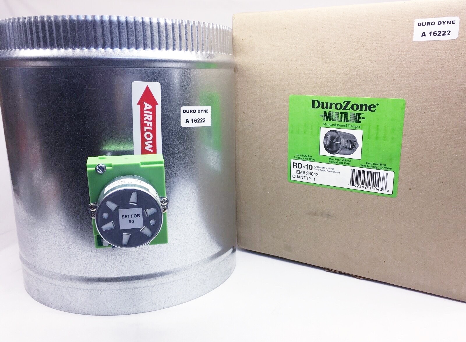 Durozone 12″ round HVAC motorized air damper dampner 3 wire 24V AC RD-12