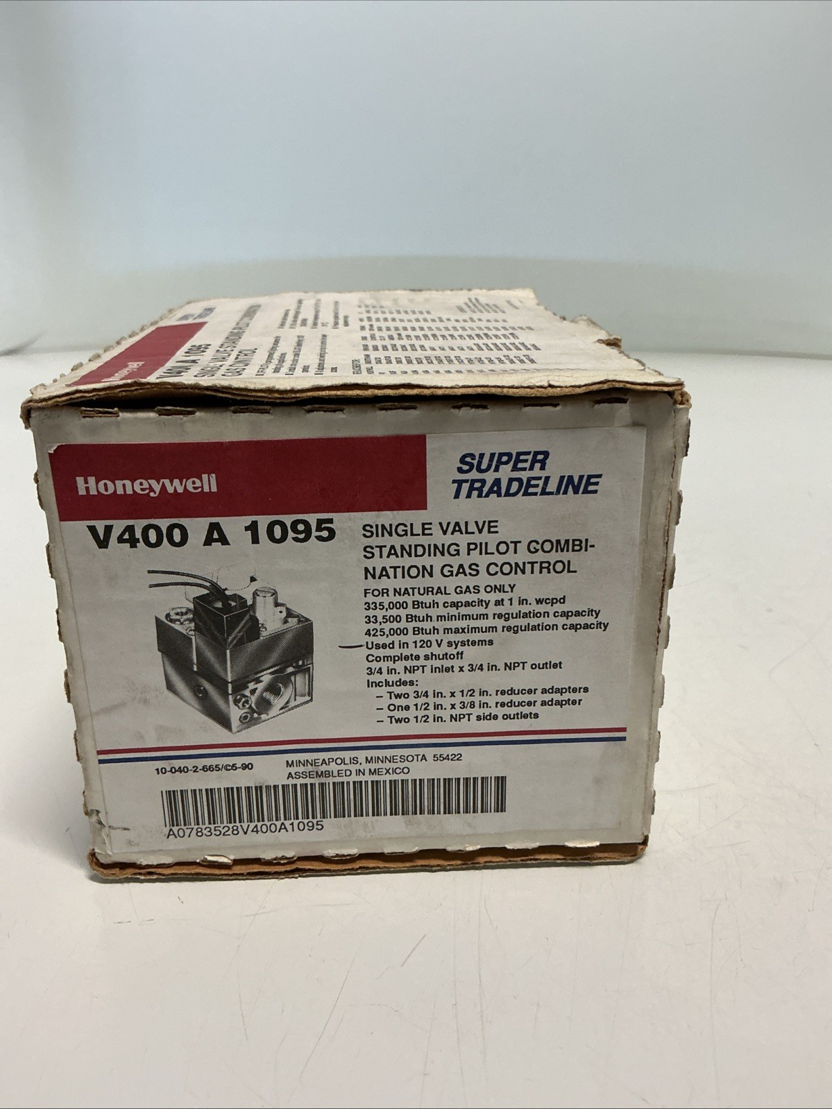 NEW, HONEYWELL, V400A1095, COMBINATION GAS VALVE, 120V. (13K-3)
