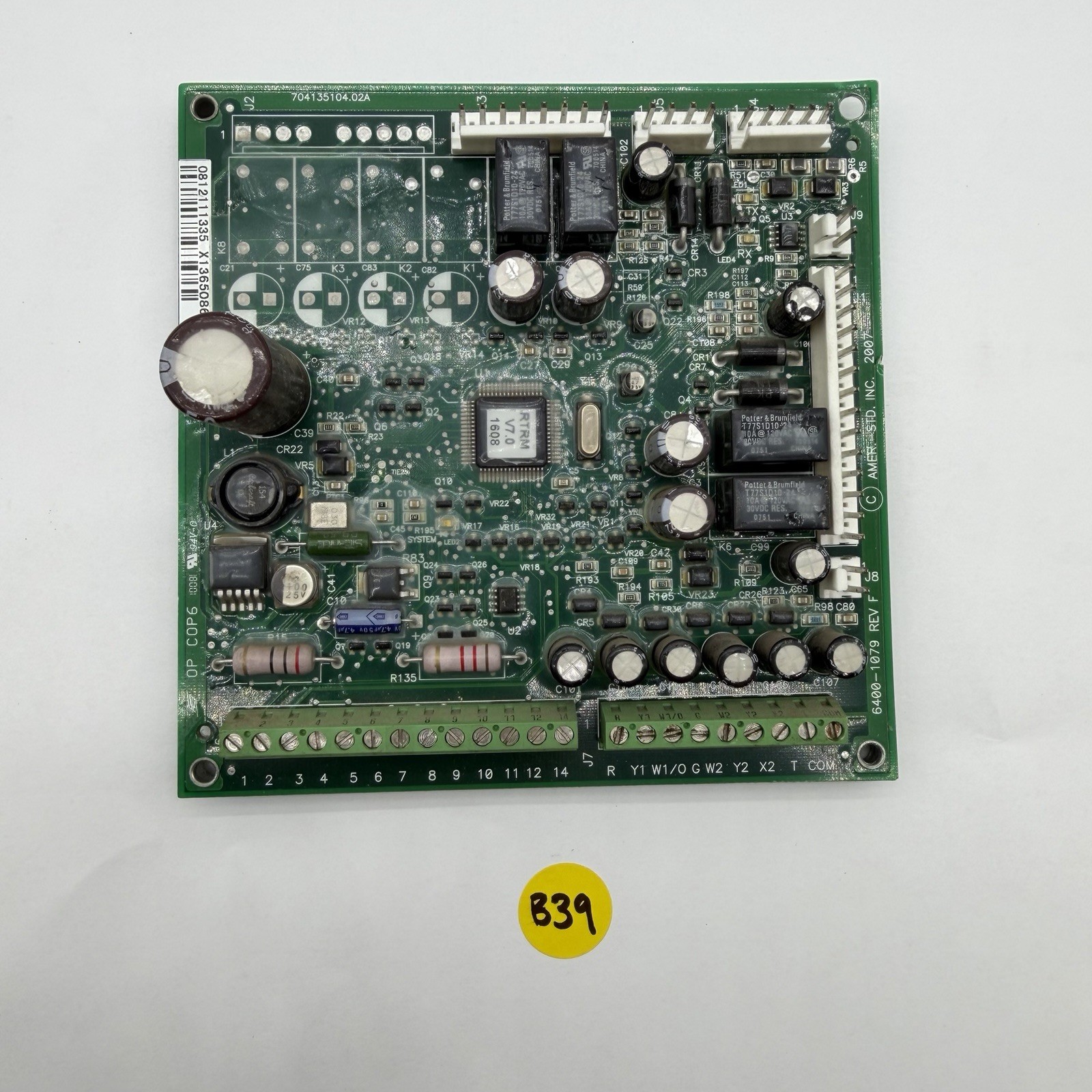 Trane/American Standard RTRM X13650865-07 6400-1079 Control Circuit Board V7.0