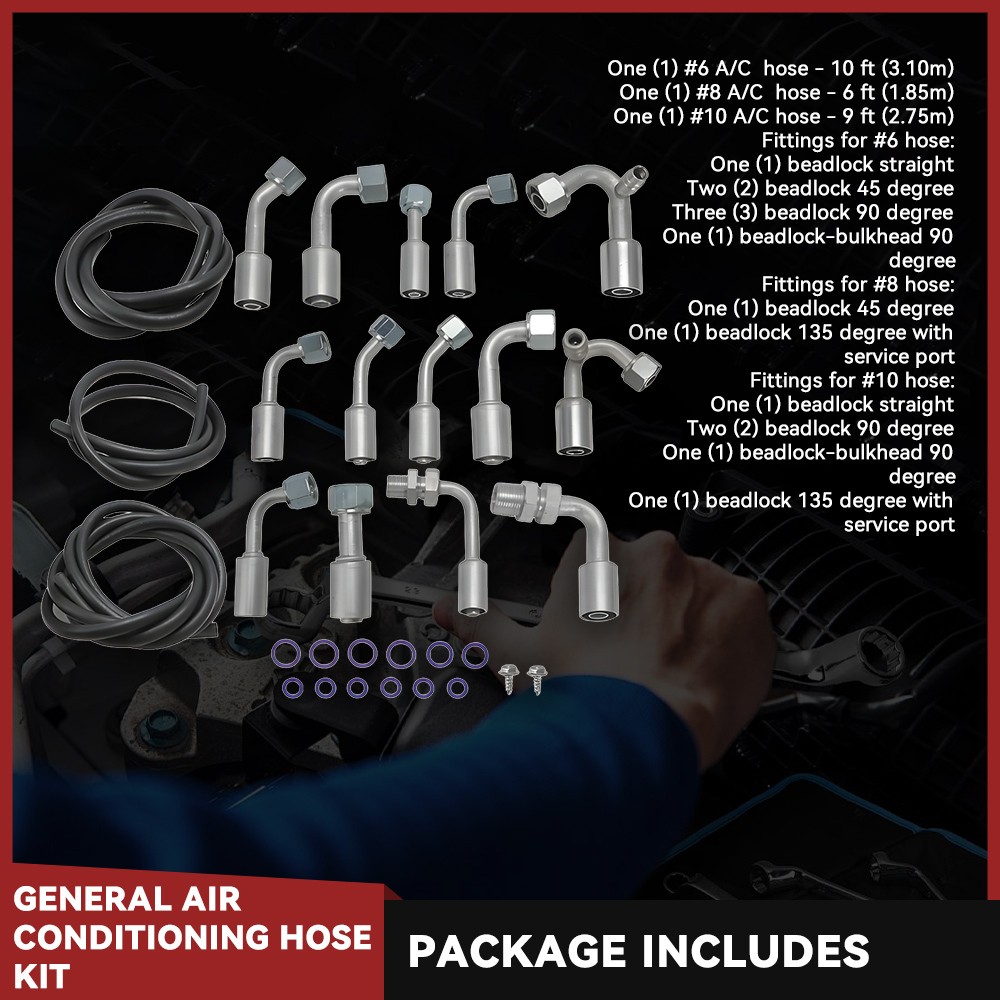 Universal Air Conditioning Hose Kit for Cars Trucks Vehicle AC – Extended Hose