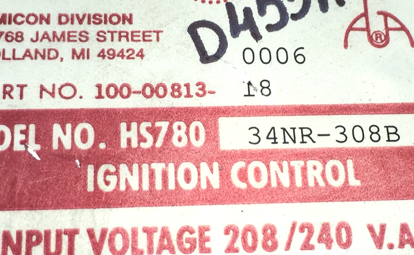 Robertshaw HS780 34NR-308B 100-00813-18 Ignition Control Module used #D453A