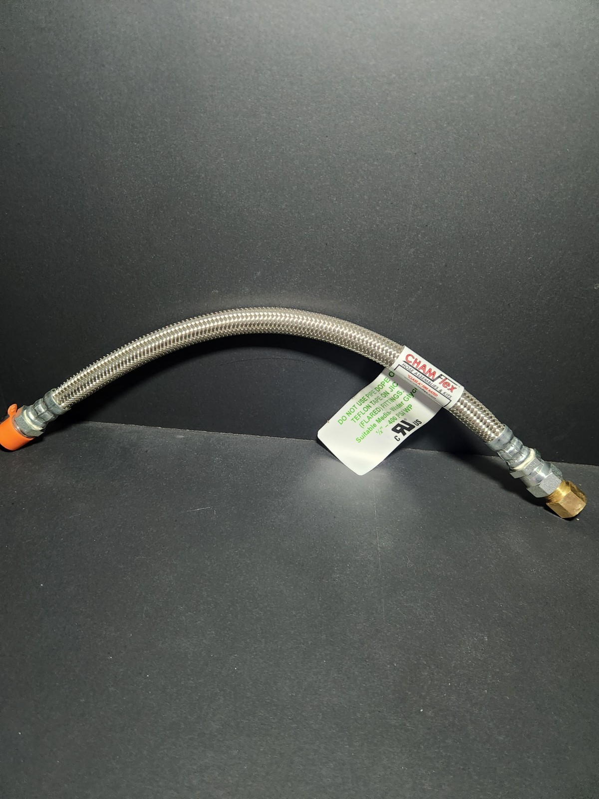 1/2″ Chamflex 18″ Fixed M NPT x F JIC Swivel with 5/8 ID Female Sweat Adapter