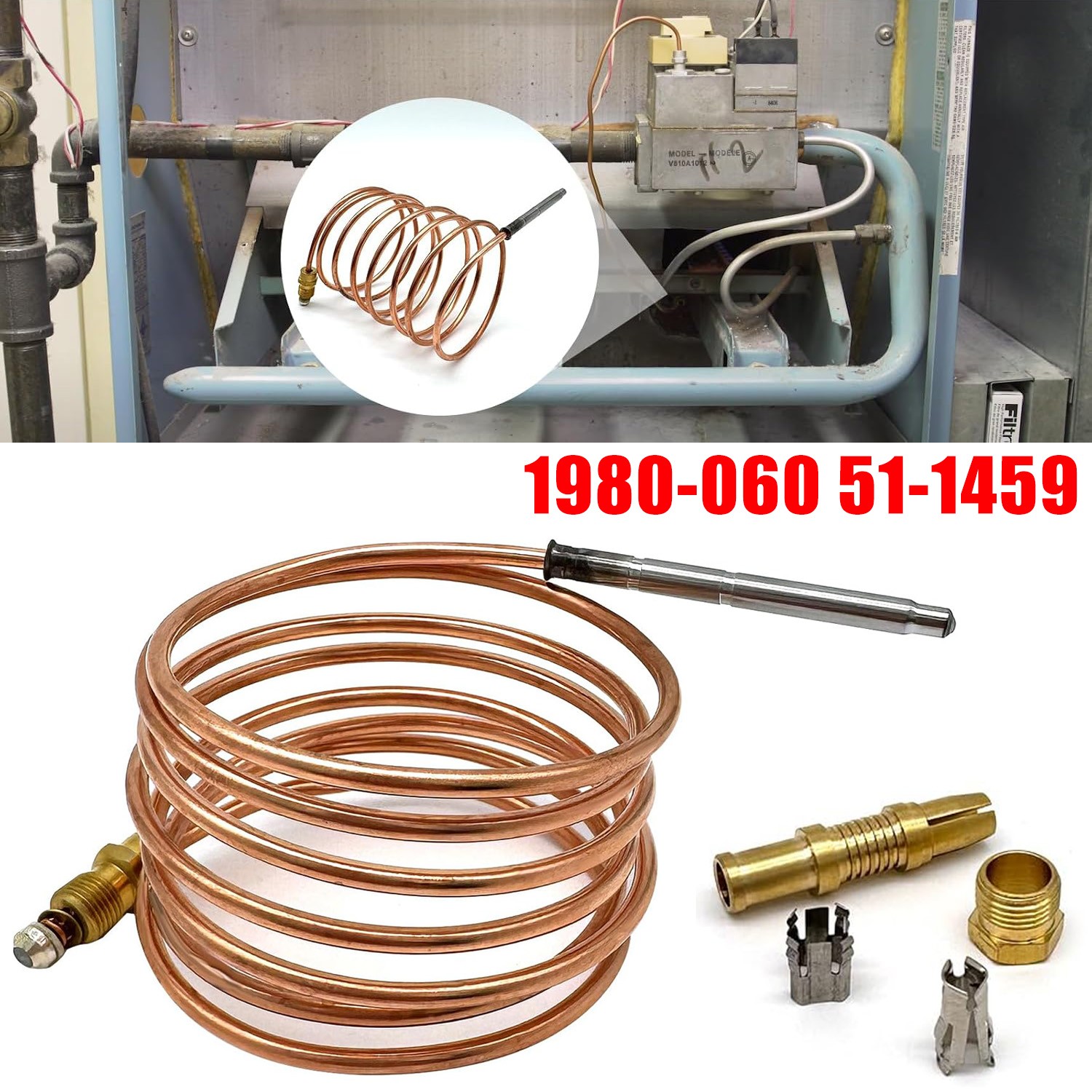 1980-060 For Robertshaw Thermocouple 60” 150cm Snap Fit Universal (51-1459) US