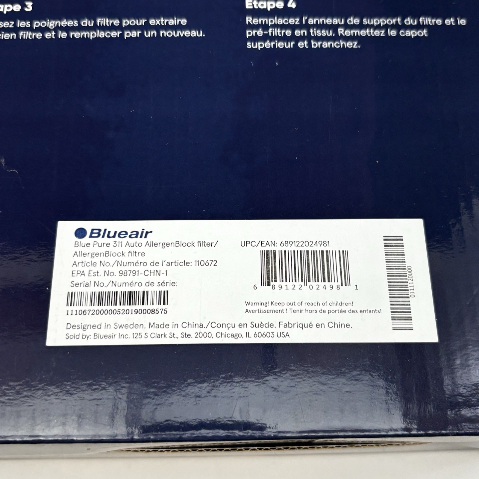 New Blueair Blue Pure F3MAX Allergen Block Filter for 311i Max Genuine OEM