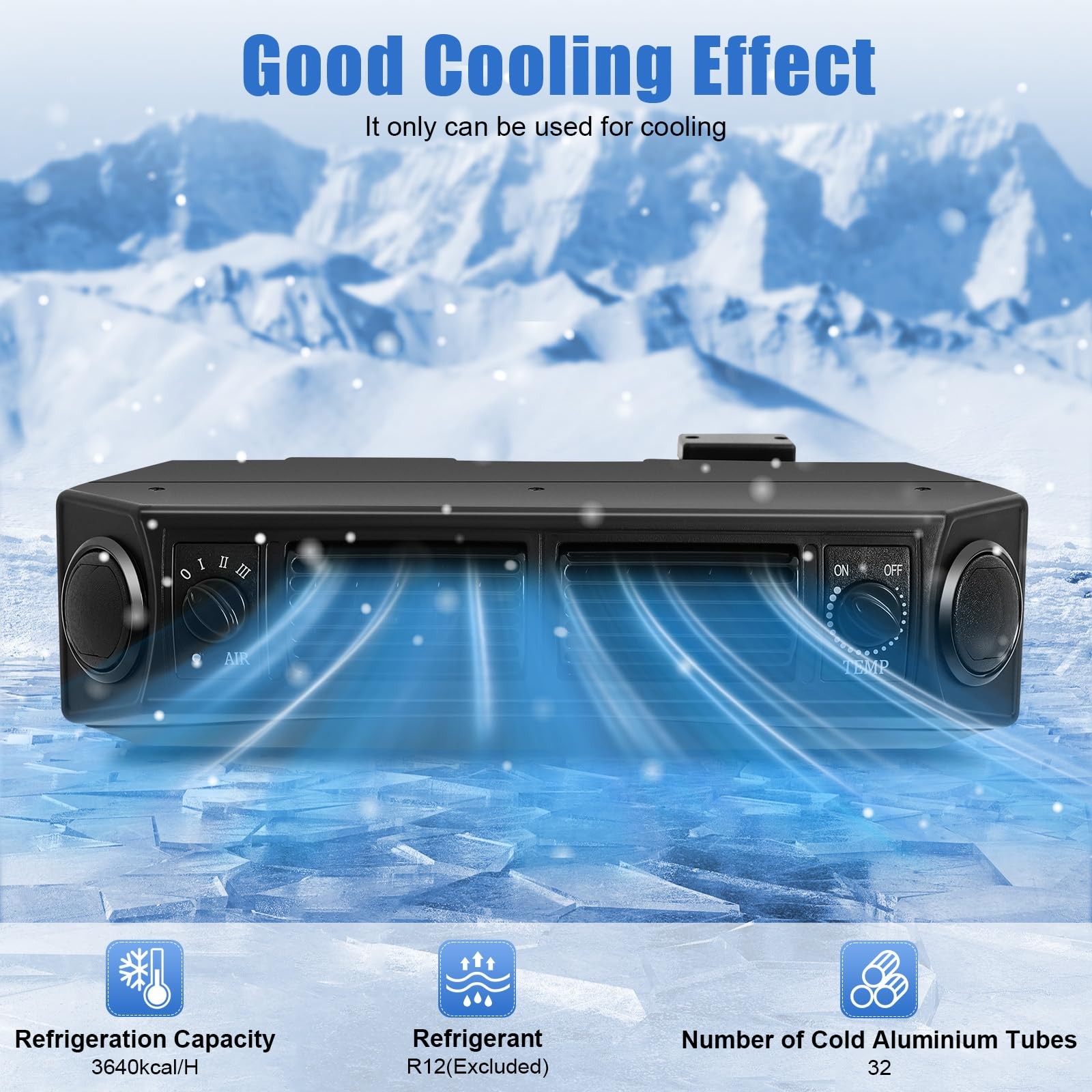 12V Truck Underdash AC Evaporator Compact Cab Cooling Unit Durable Easy Install