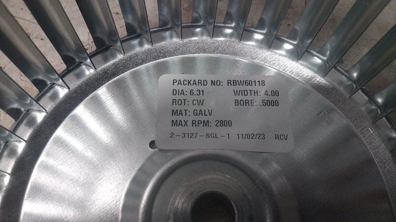 Revcor Q631-400S R 6-5/16 In Wheel Diameter Replacement Blower Wheel (BW)