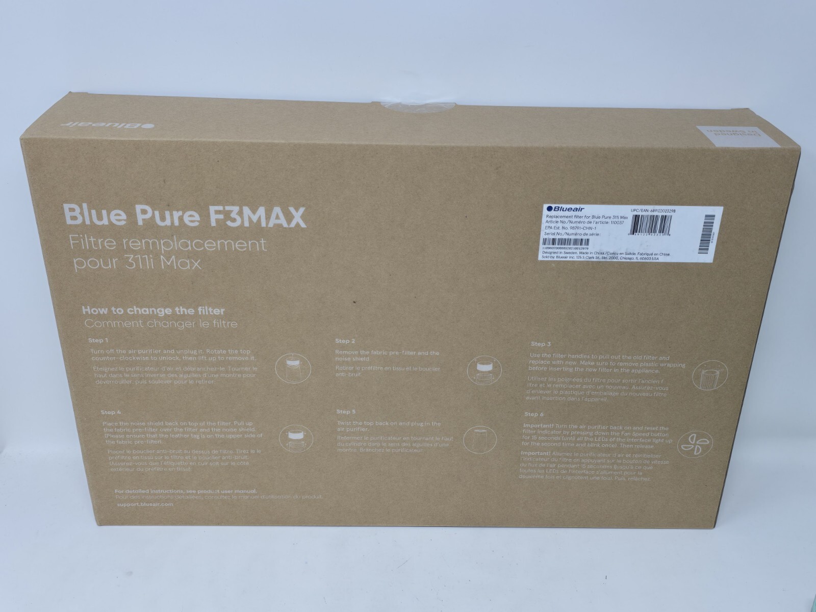 Genuine Blueair Blue Pure F3MAX Replacement Filter for 311i Max – New & Sealed