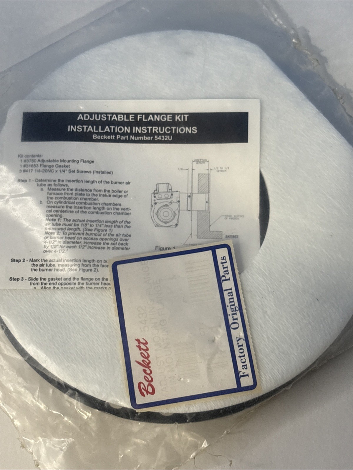 BECKETT 5432 OIL BURNER ADJUSTABLE MOUNTING FLANGE OEM GENUINE NOS