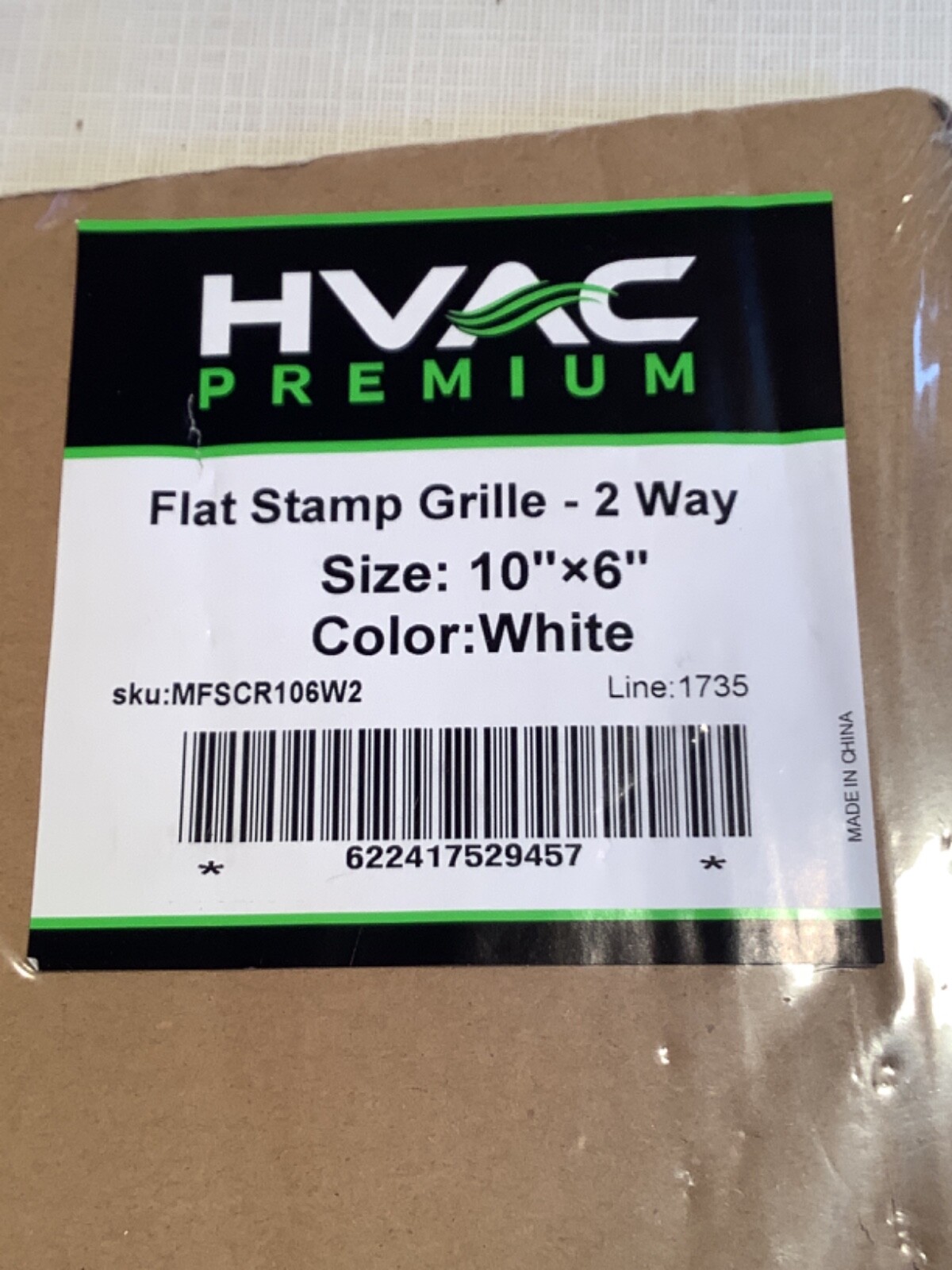 HVAC Premium Flat stamp grille-2way,10″x6″,WHITE