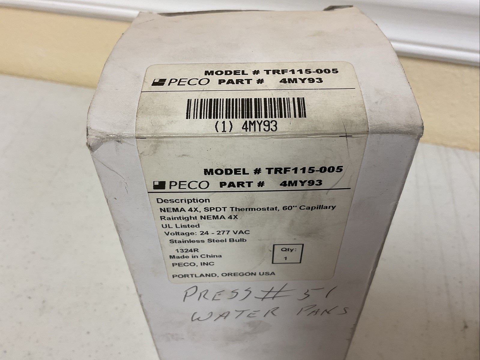 NEW PECO TRF115-005 INDUSTRIAL NEMA 4X THERMOSTAT, FREE SHIPPING