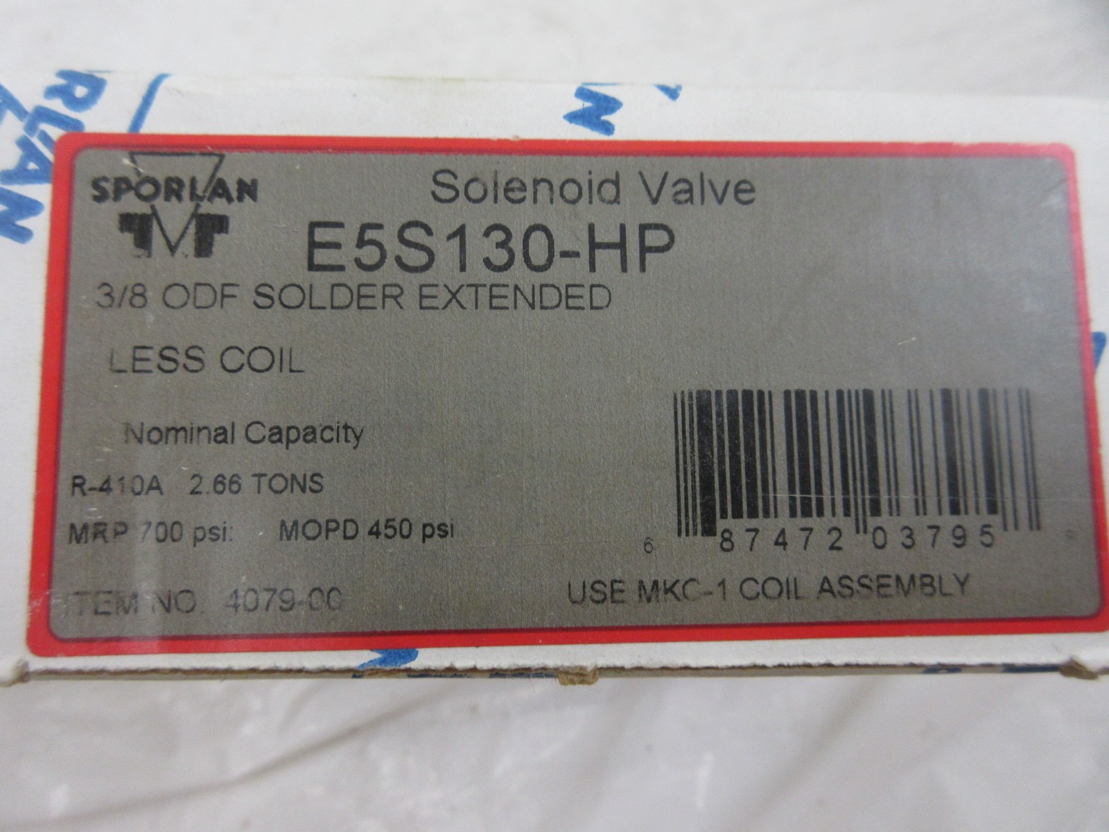 3/8″ SOLDER SPORLAN E5S130-HP REFRIGERANT LIQUID LINE SOLENOID VALVE W/O COIL