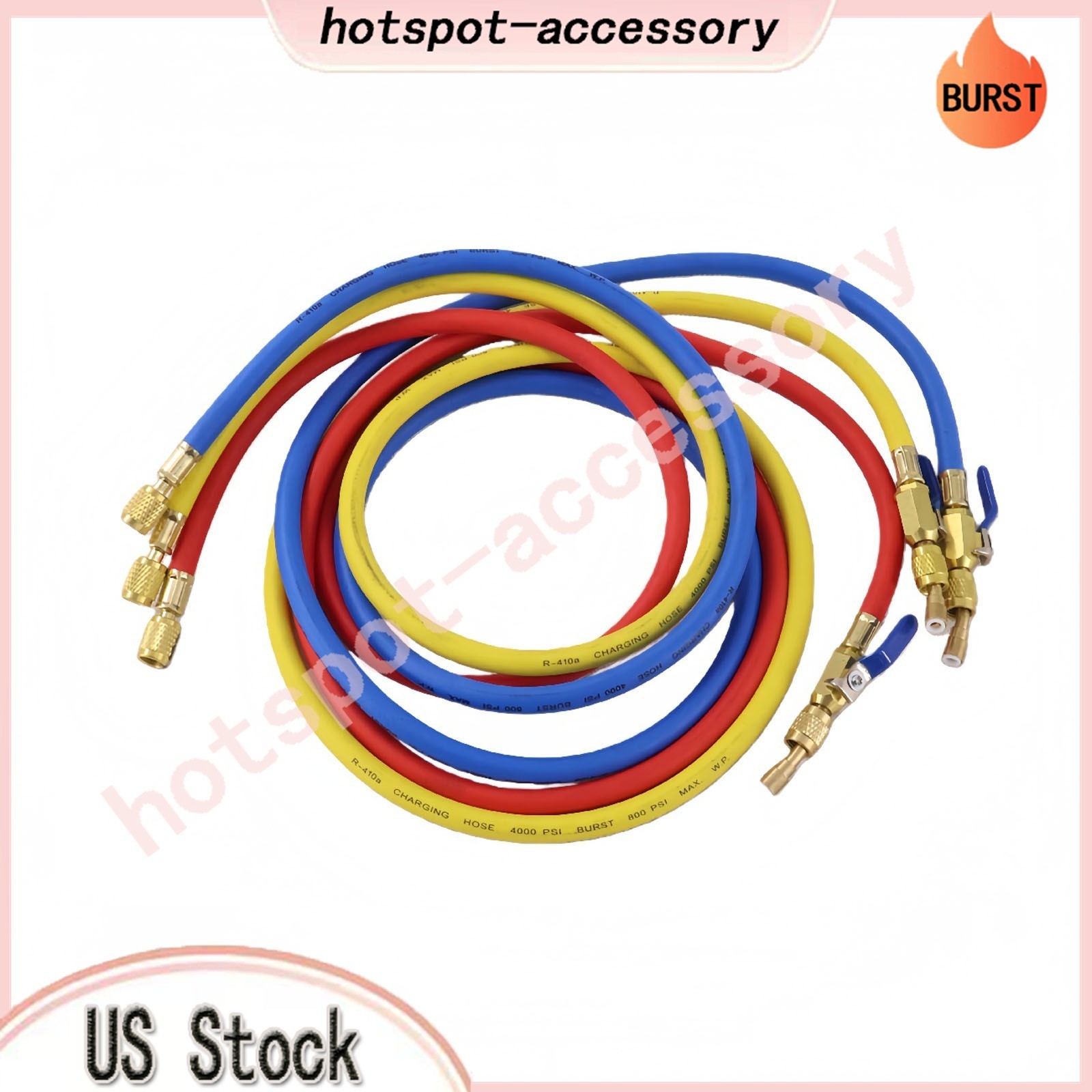 3Pack 29986 Plus II 1/4″ Hose with Compact Ball Valve 72″ Fits R-410A Refrige US