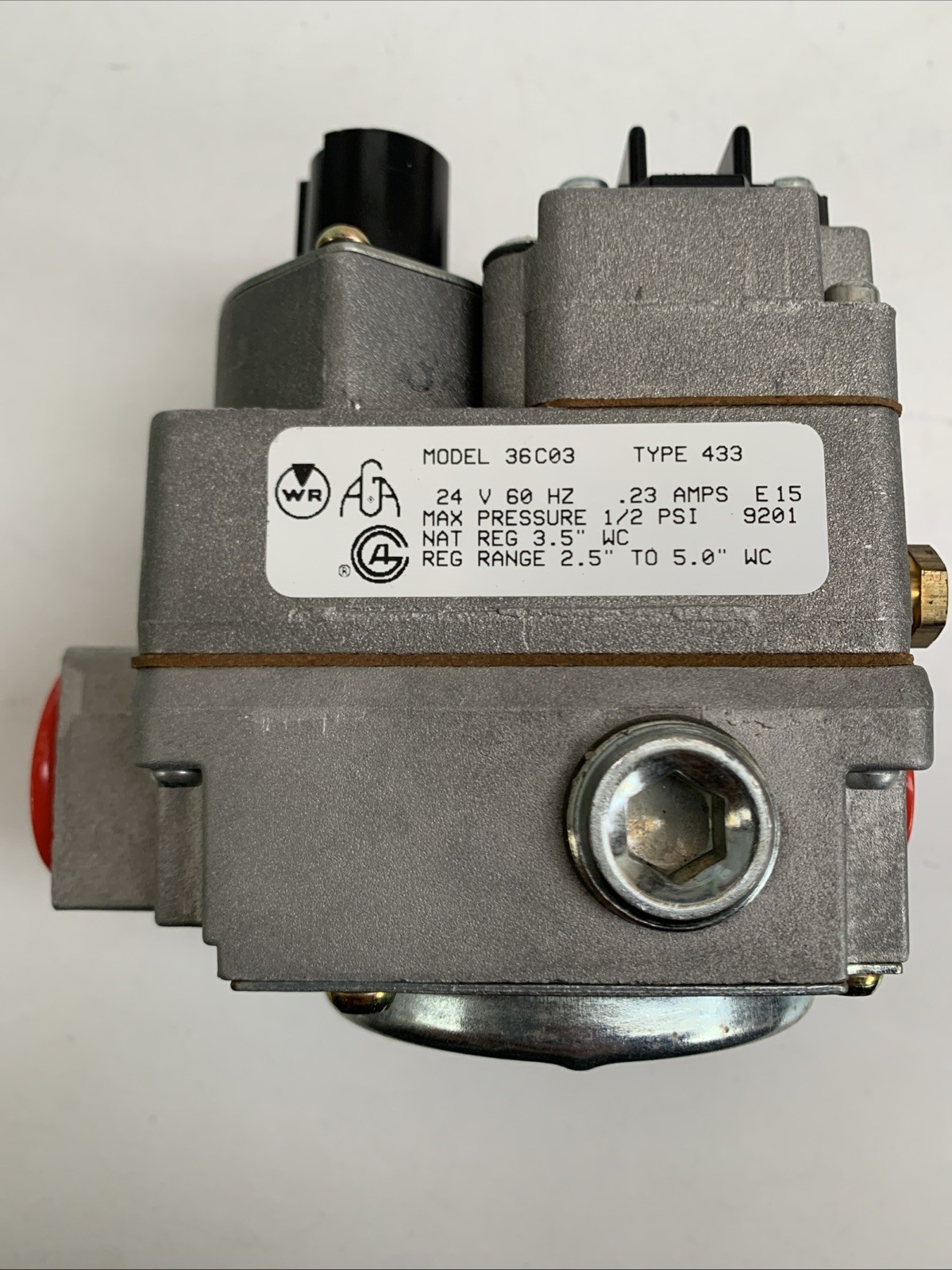 White-Rodgers 36C03-433 Gas Valve, Ng/Lp, Standing Pilot, 24 V, 2.5 To 5.0 In