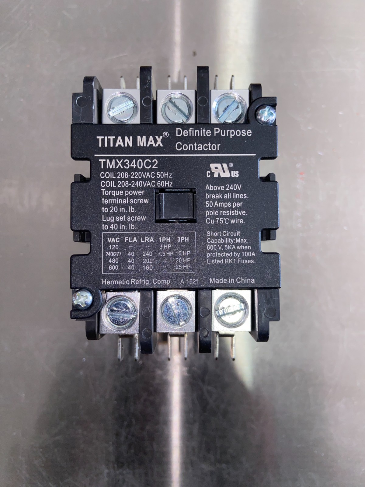 TMX340C2 3 Pole DP Contactor, 208/240 Volt Coil, 40 Amp