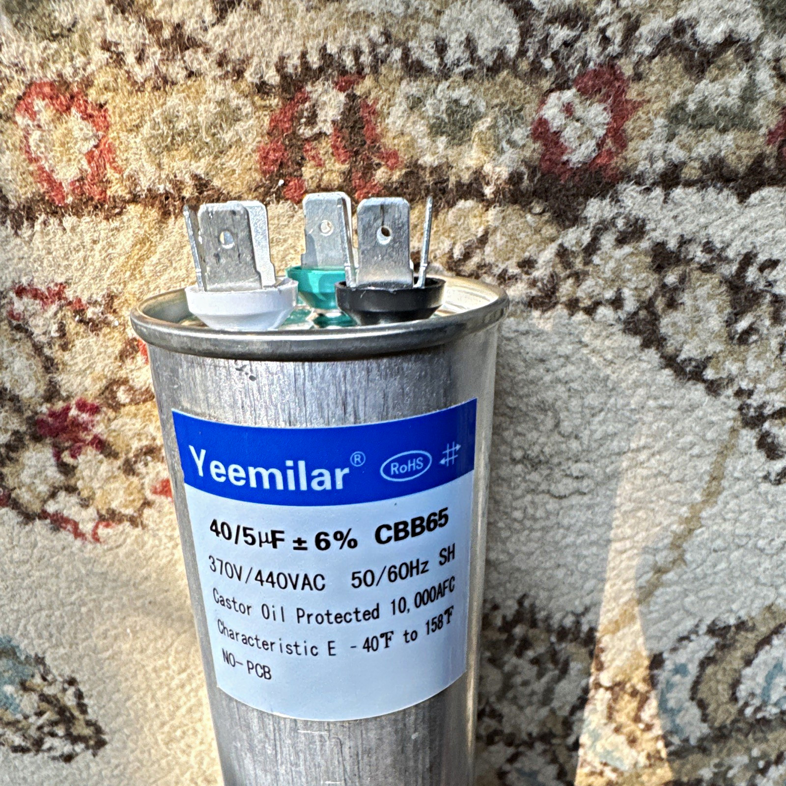 Yeemilar CBB65 Dual Run Capacitor 40/5µF 370/440VAC For Universal HVAC Condense