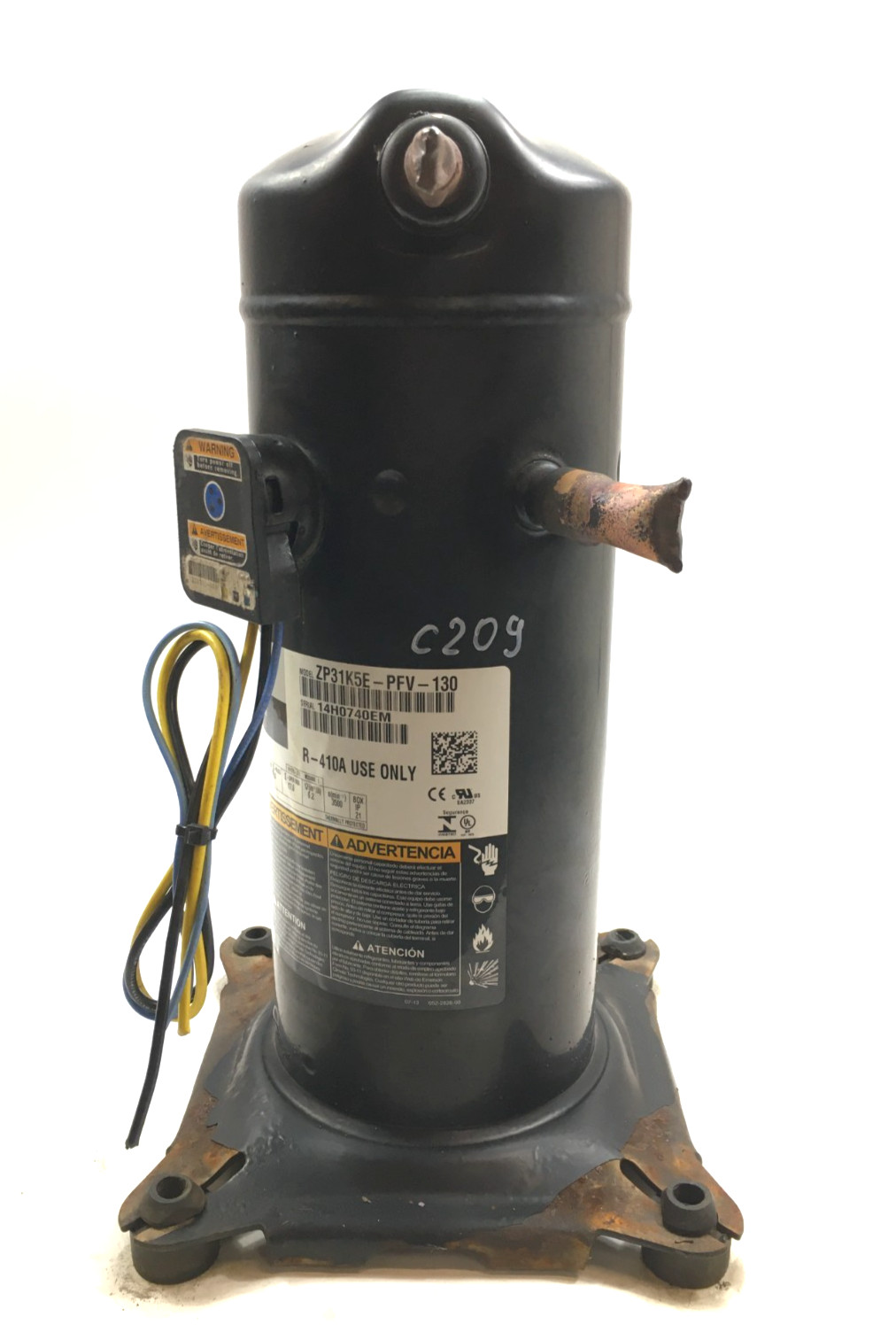 Copeland 2.5 Ton Scroll Compressor ZP31K5E-PFV-130 R410A 208/230V 1 PH used C209