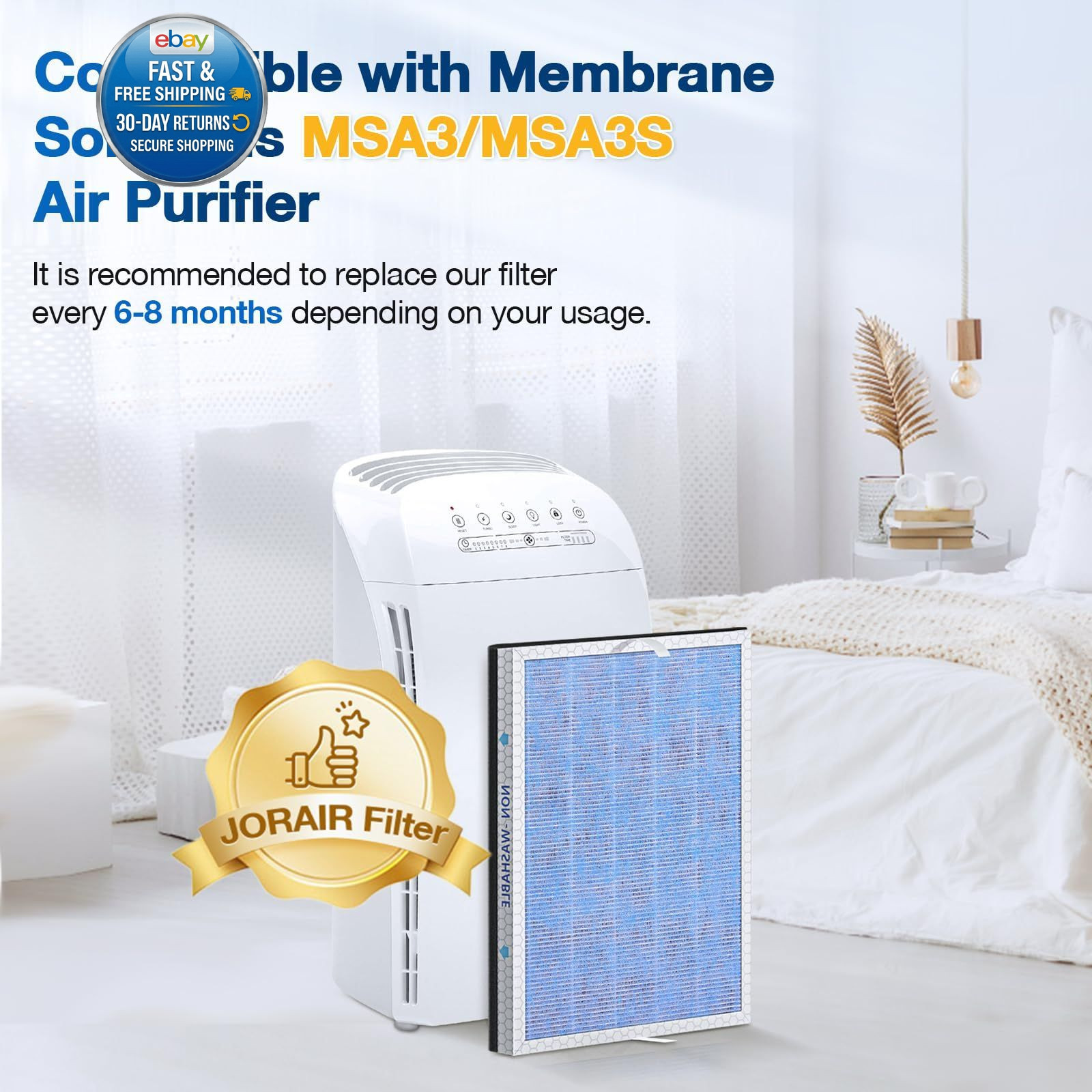 2 PACK MSA3/MSA3S HEPA Replacement Filter 11.4″ x 15.5″ x 1.2″, White-2 Pack