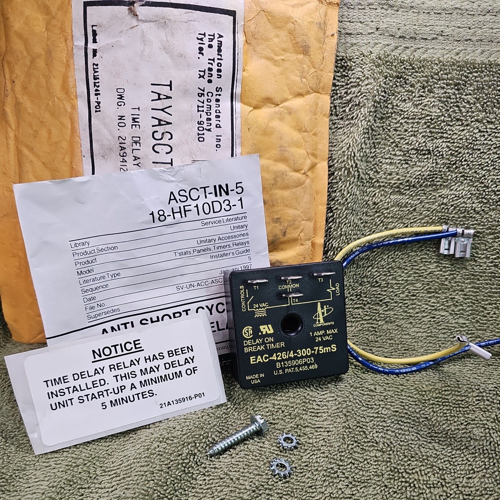 Oem Trane TAYASCT501A Time Delay Kit