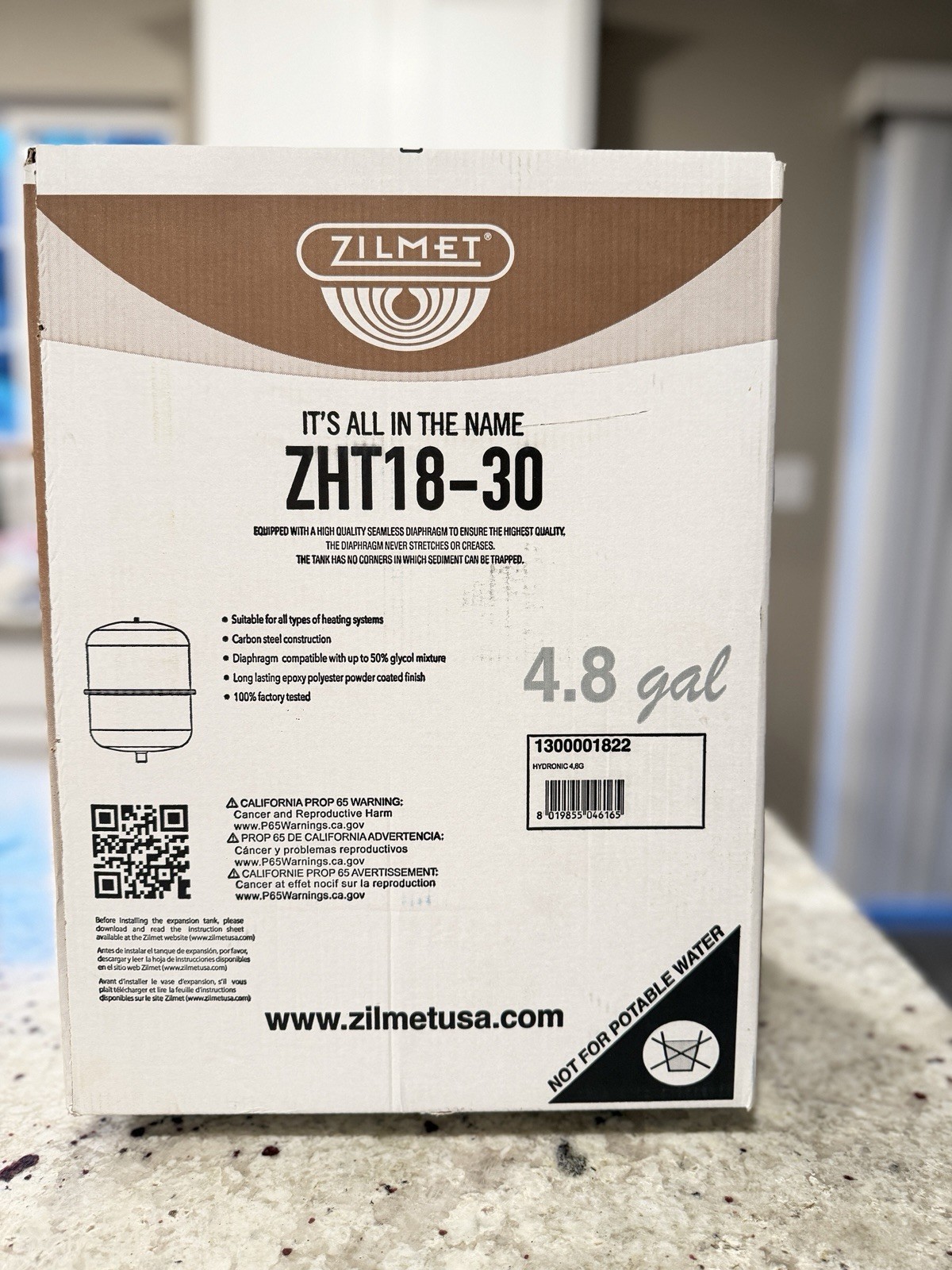 Zilmet 4.8 Gal Capacity Cal Pro ZHT18-30 Hydronic Boiler Expansion Tank