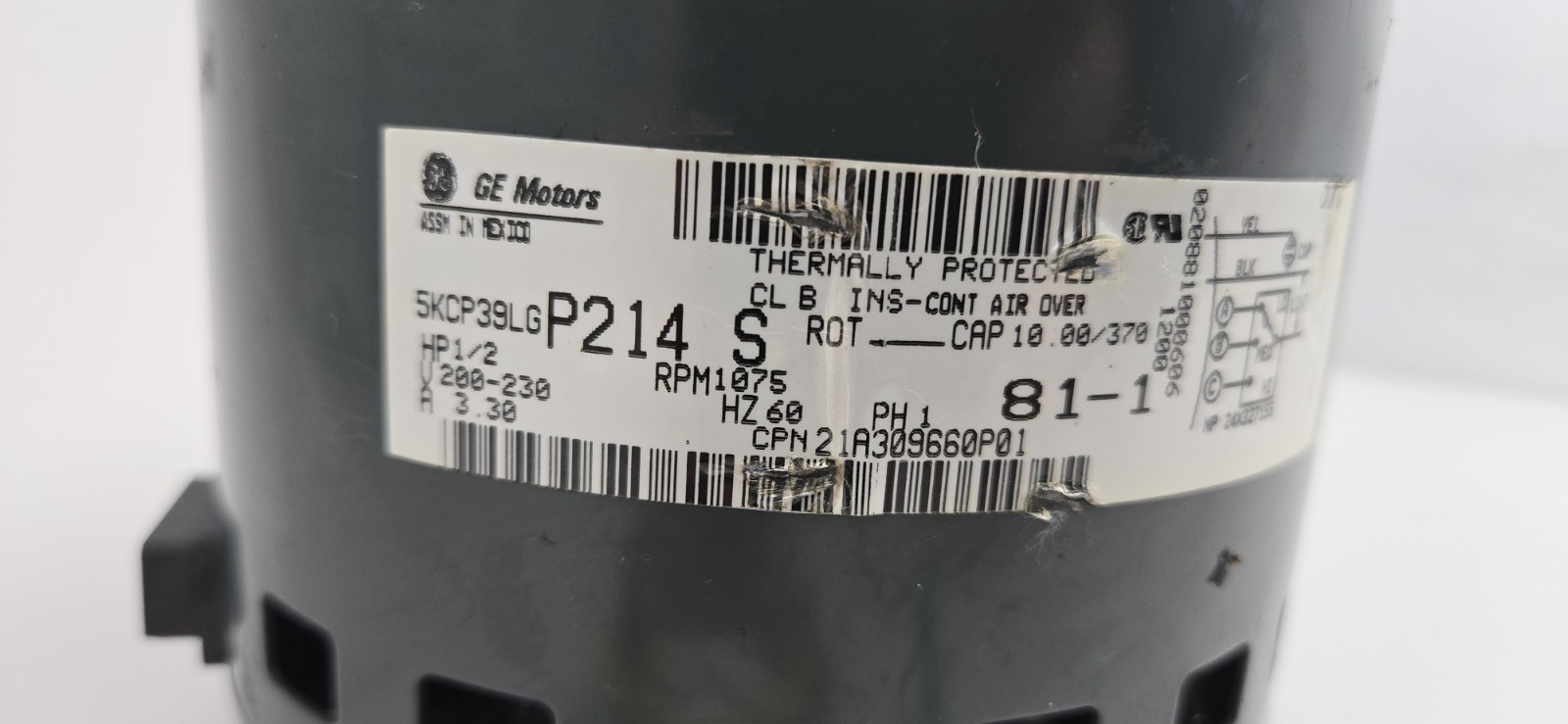 Trane 1/2 HP Blower Motor 21A309660P01 5KCP39LGP214S 1075 RPM 3Spd CCWLE 230V