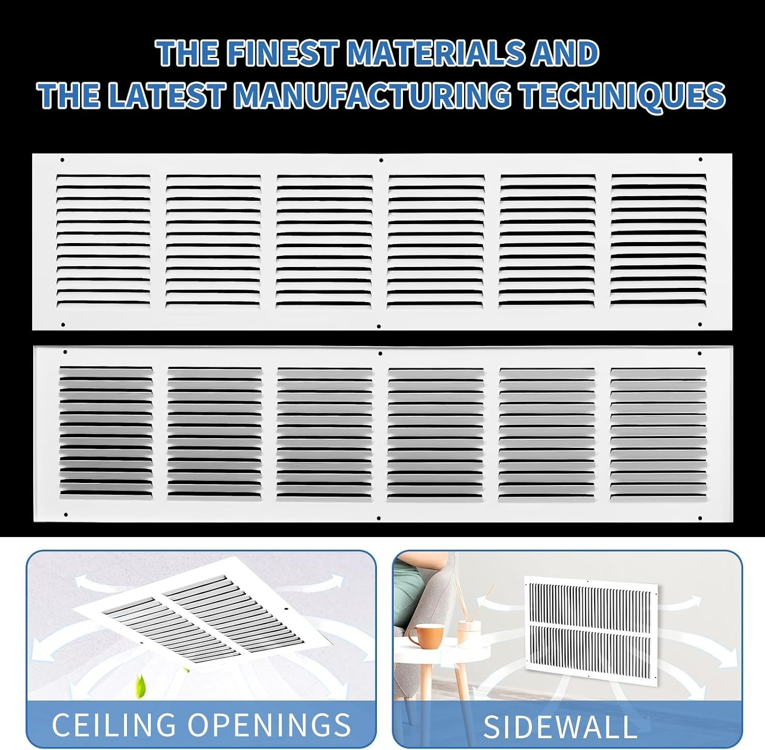 Elegant 30×6 Return Air Grille with Steel Finish – Maximize Airflow & Efficiency