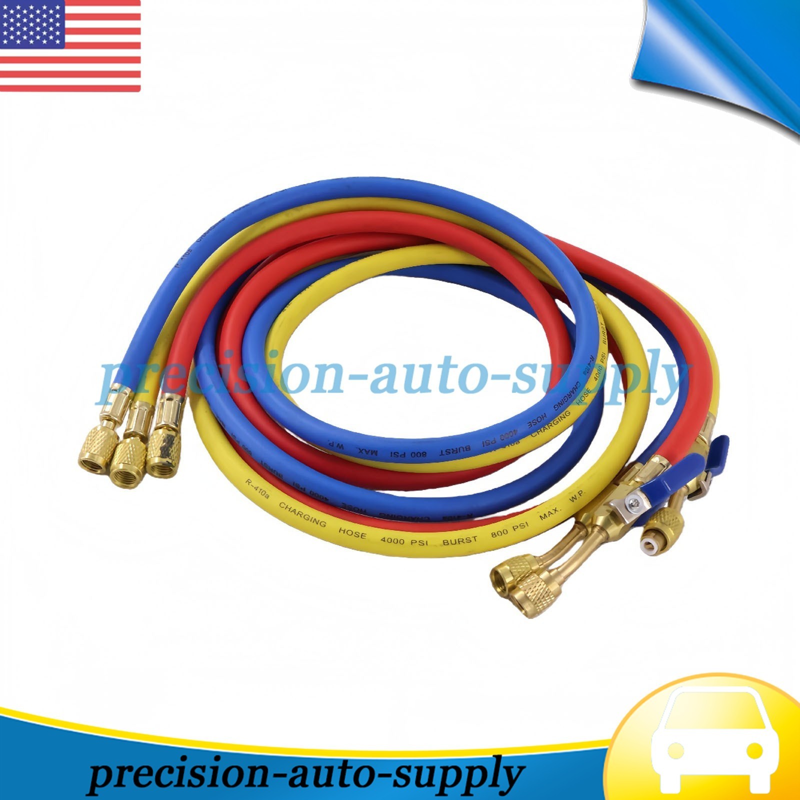 Fit For Plus II 72″ Charging Hose Set 1/4″ Compact Ball Valve 3 Pack
