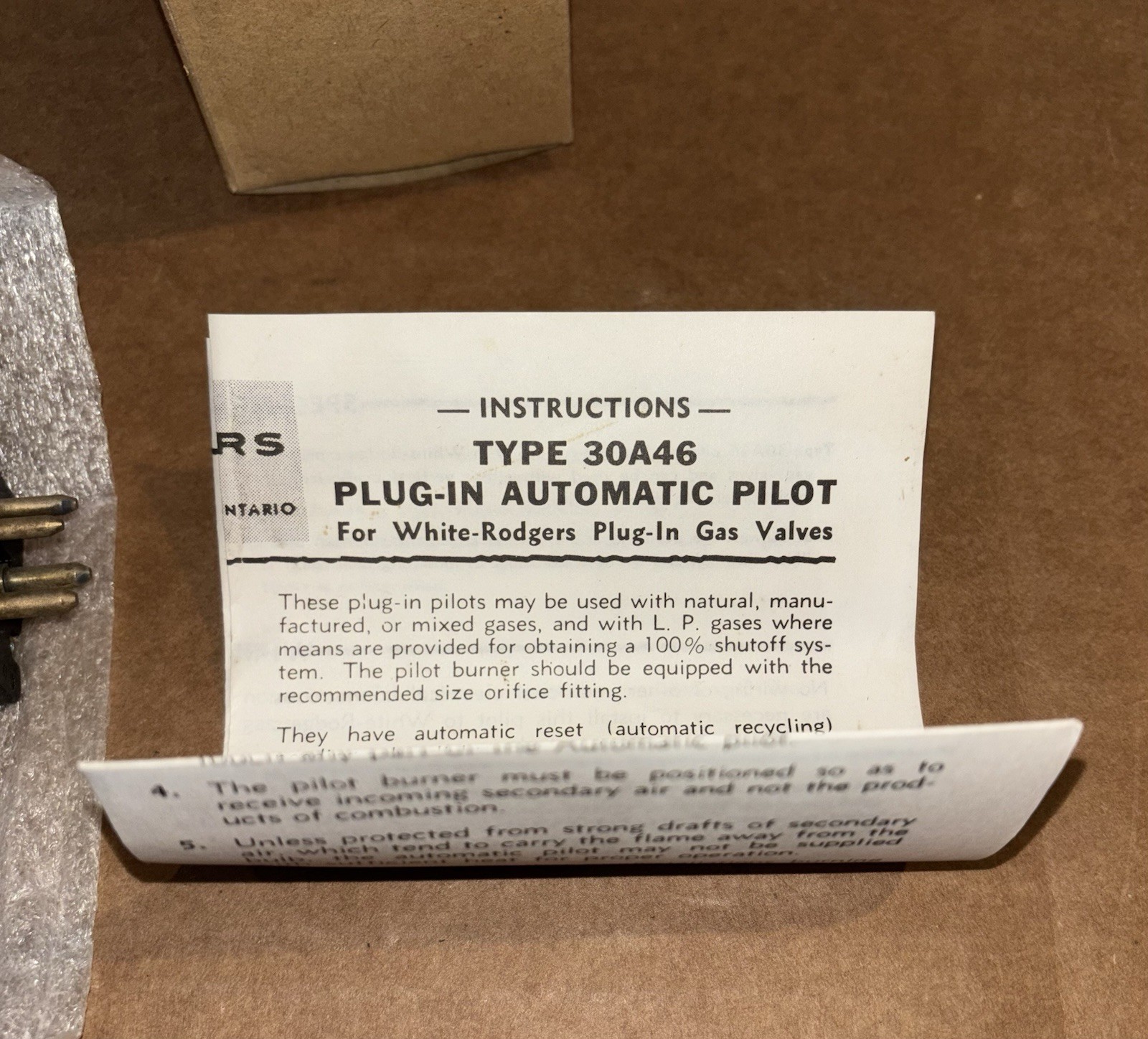 White Rodgers 30A46-5 Flame Sensor Automatic Pilot 30A46-5 Emerson New w papers