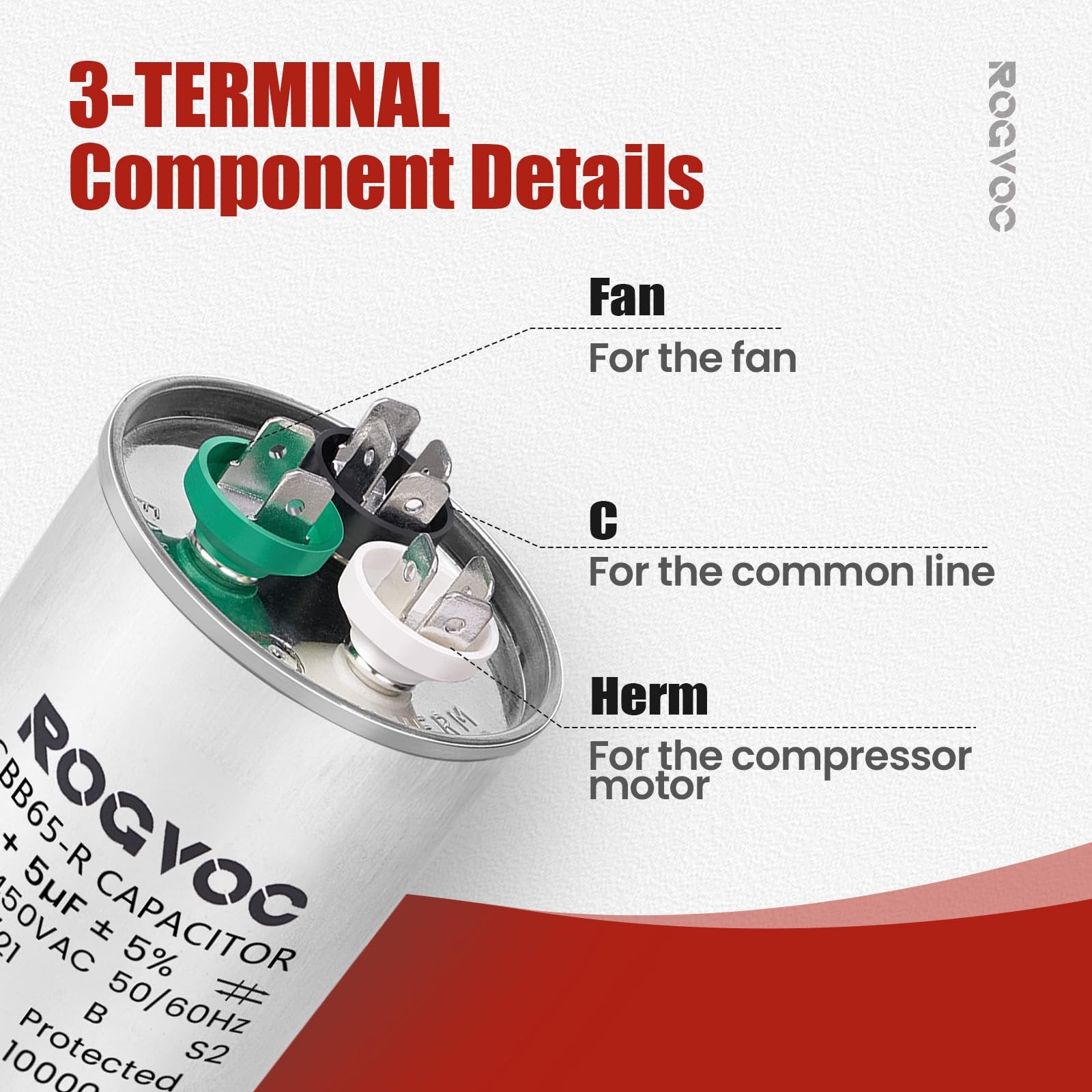 40+5 uF 40/5 MFD ±5% 370/440V CBB65 UL Certified AC Capacitor, Round Start…
