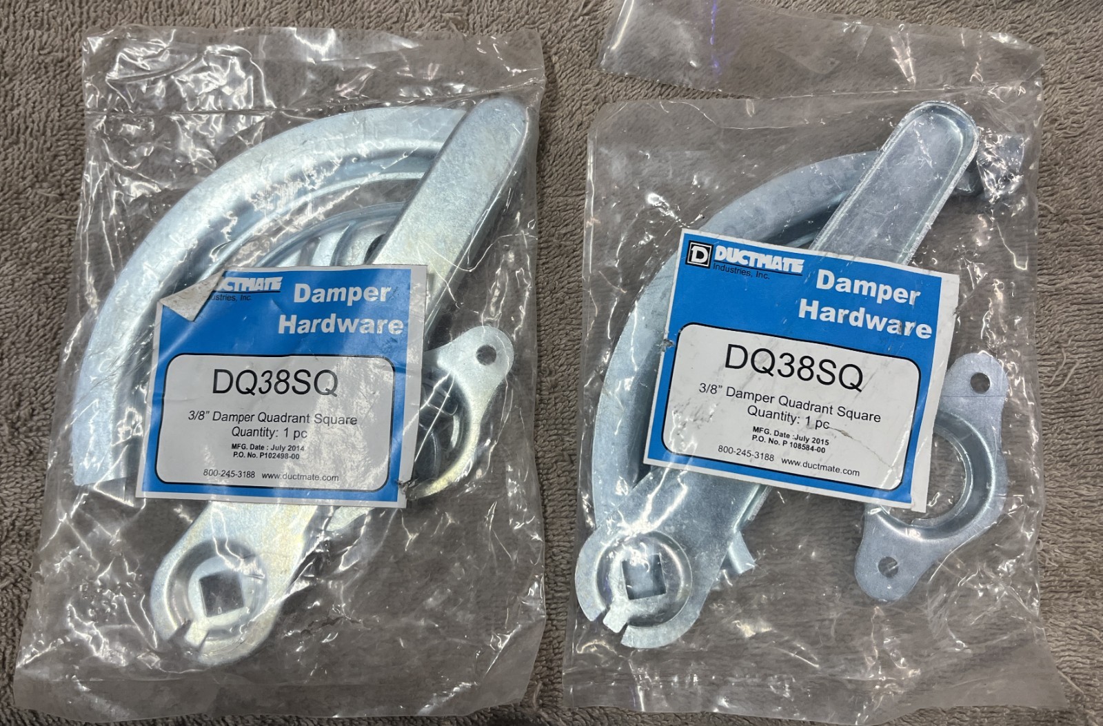 Ductmate 3/8″ Damper Quadrant Regulator Handle -Square Rod – DQ38SQ – Lot Of 2