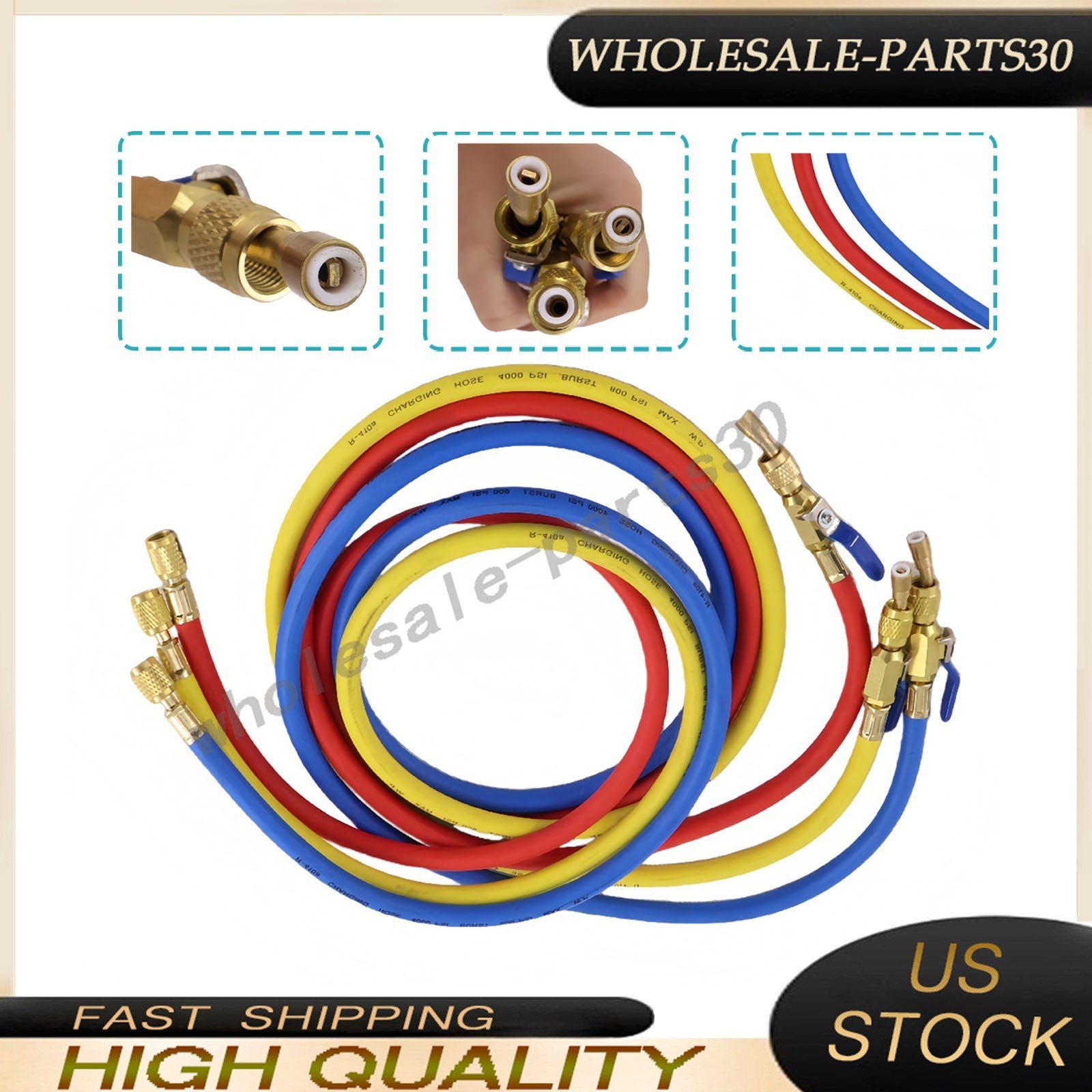 For 29986 Plus II 72″ HVAC Charging Hose Set 1/4″ (3-Pack) NEW USA
