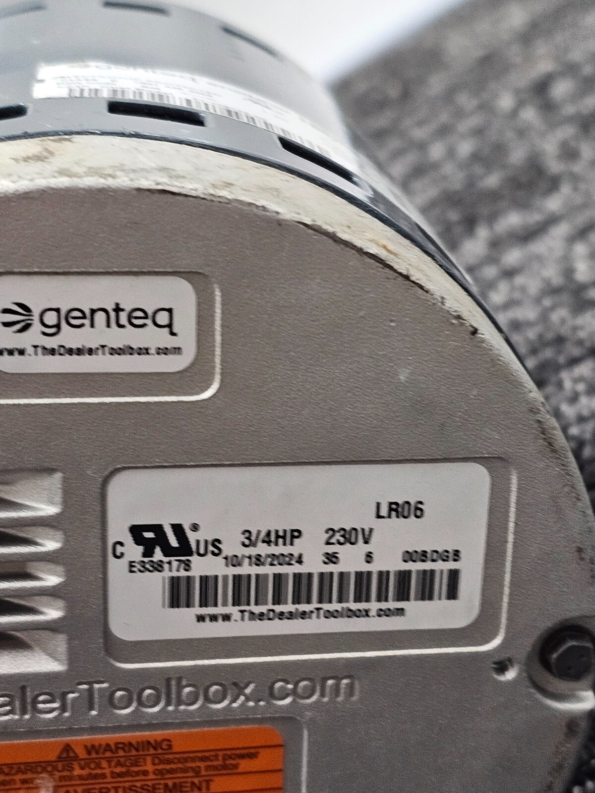 Genteq Blower Motor Class B 51-108729-00 1 PH 60/50Hz 3/4 HP 208-230V 6.00A