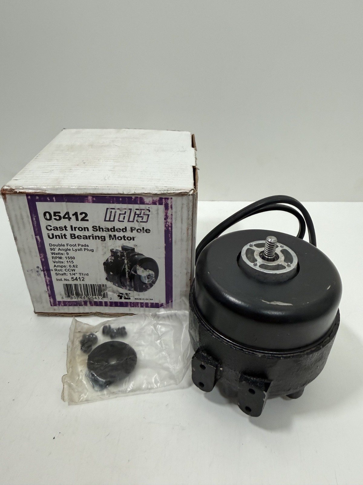 MARS 05412 Bearing Motor 115V, 9W, 1550 RPM Cast Iron Shaded Pole Unit