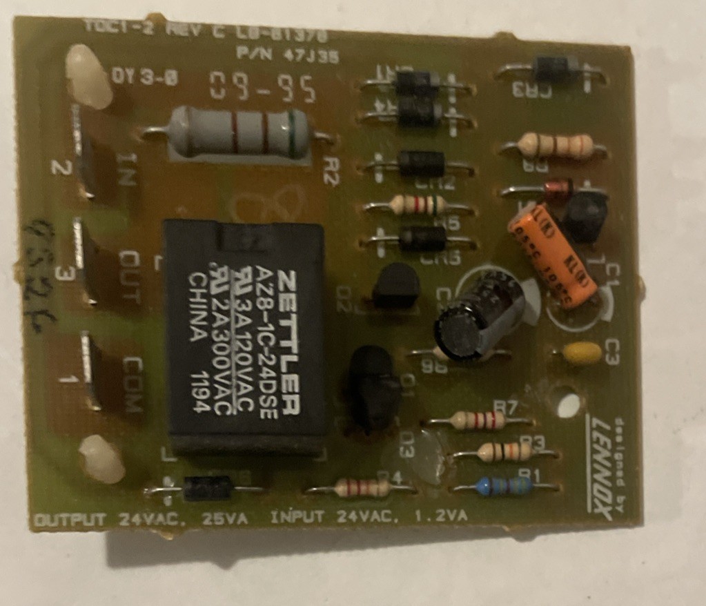 Lennox 47J35 / TOC1-2 / LB-61378 Compressor Timed Off Control Circuit Board Used