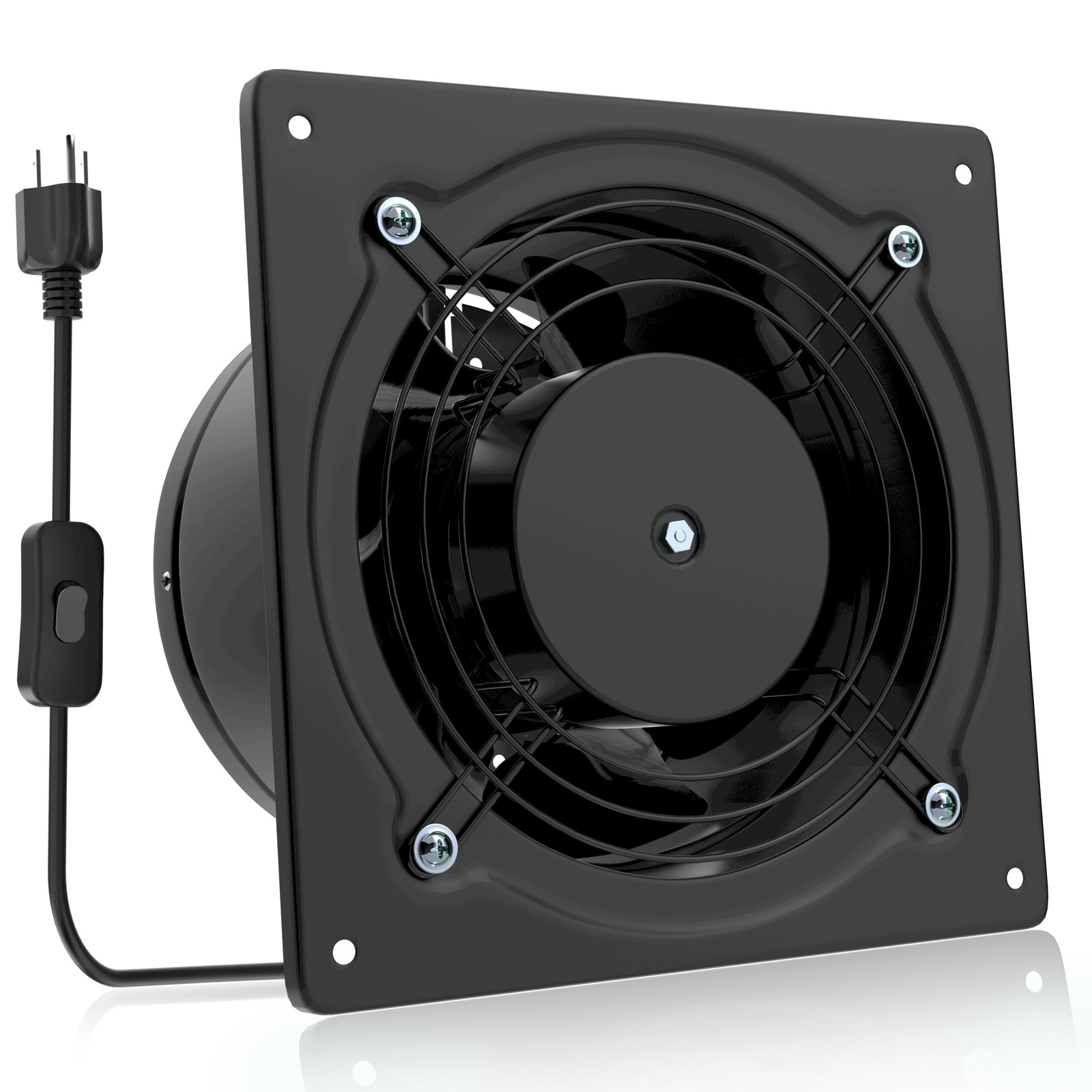 HG Power 6 Inch Exhaust Fan, 308CFM Wall 6 Inch(No Speed Controller), Black