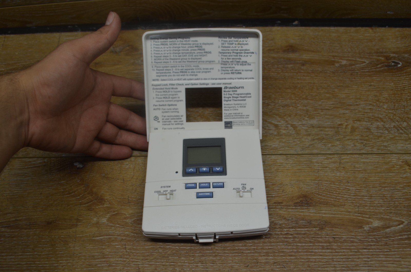 Braeburn 5000 5-2 Day Premier Programmable Backlit Digital Thermostat 1-H 1-C