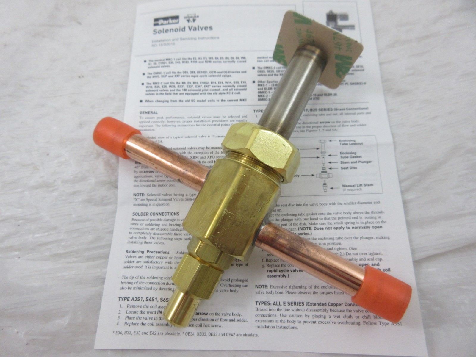 3/8″ SOLDER SPORLAN ME6S130-HP REFRIGERANT LIQUID LINE SOLENOID VALVE W/O COIL