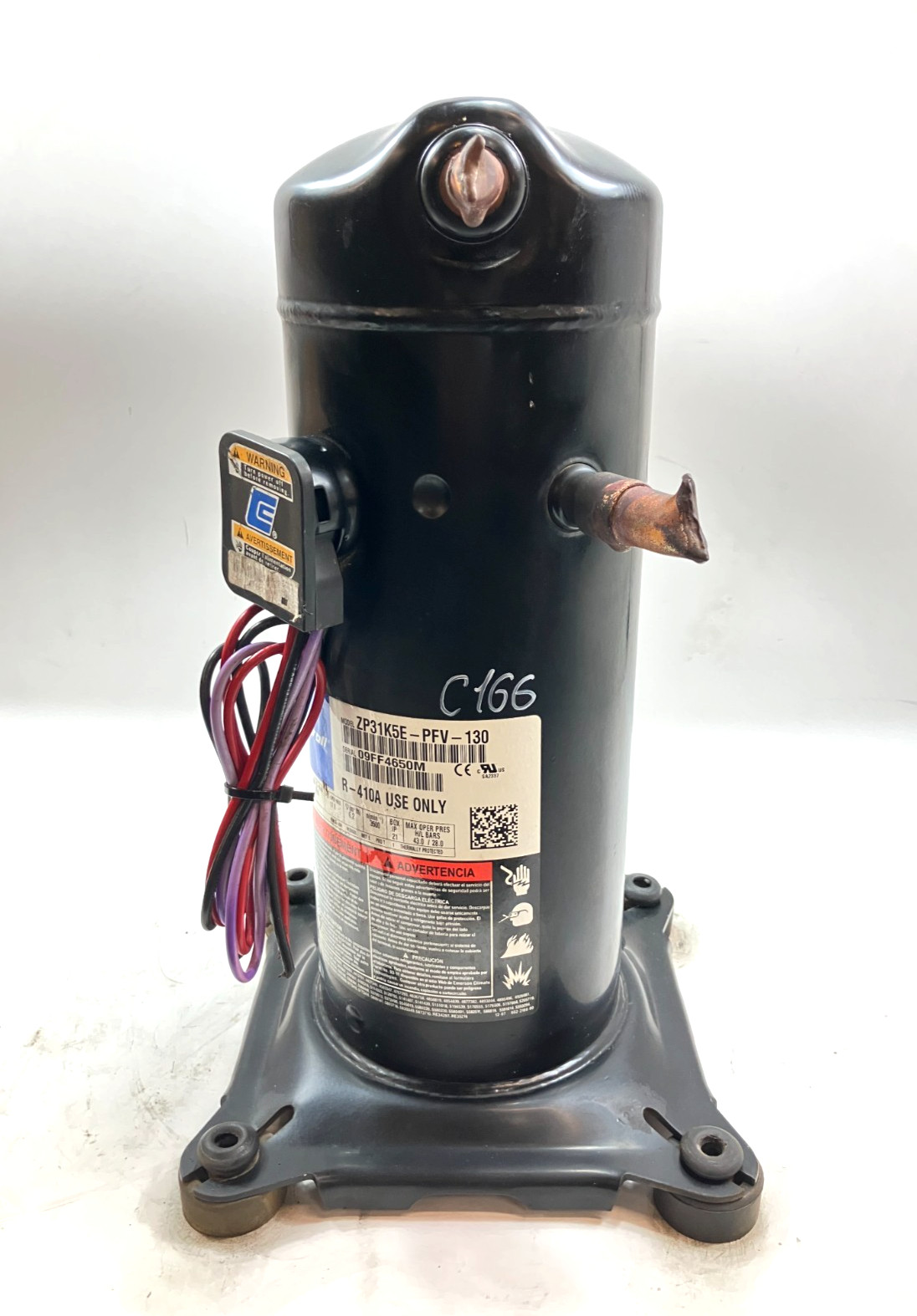 Copeland 2.5 Ton Scroll Compressor ZP31K5E-PFV-130 R410A 208/230V 1 PH used C166