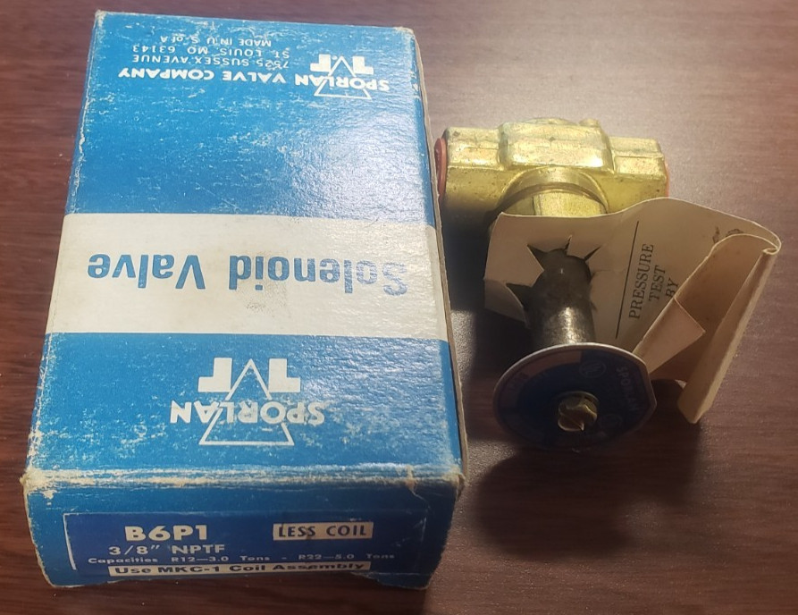 Sporlan B6P1 Solenoid Valve Body Less Coil 3/8 NPTF Refrigeration New 1986