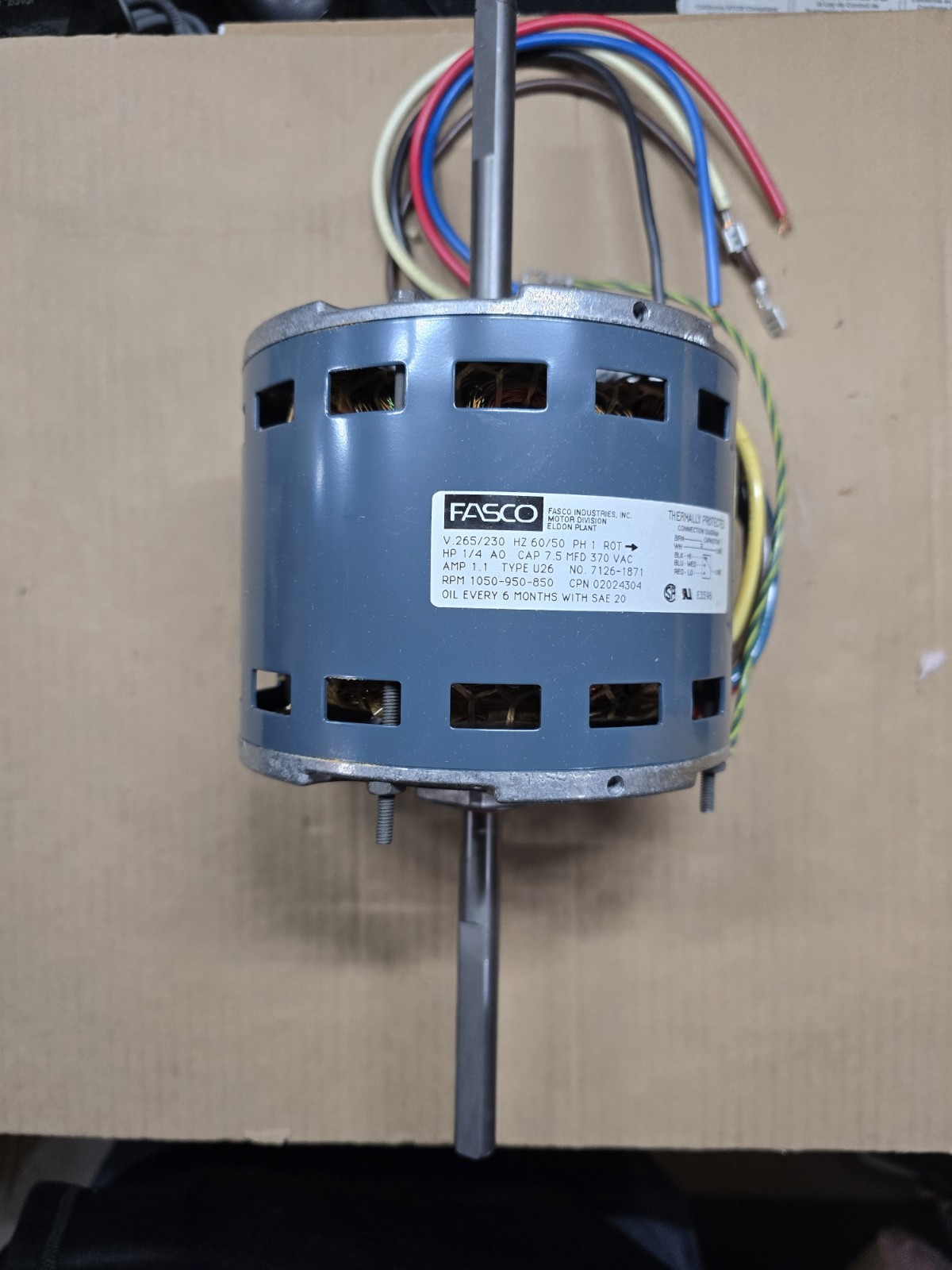 FASCO, E0301, MCQUAY, 802024304, 1/4, Motor – NEW-IN-BOX